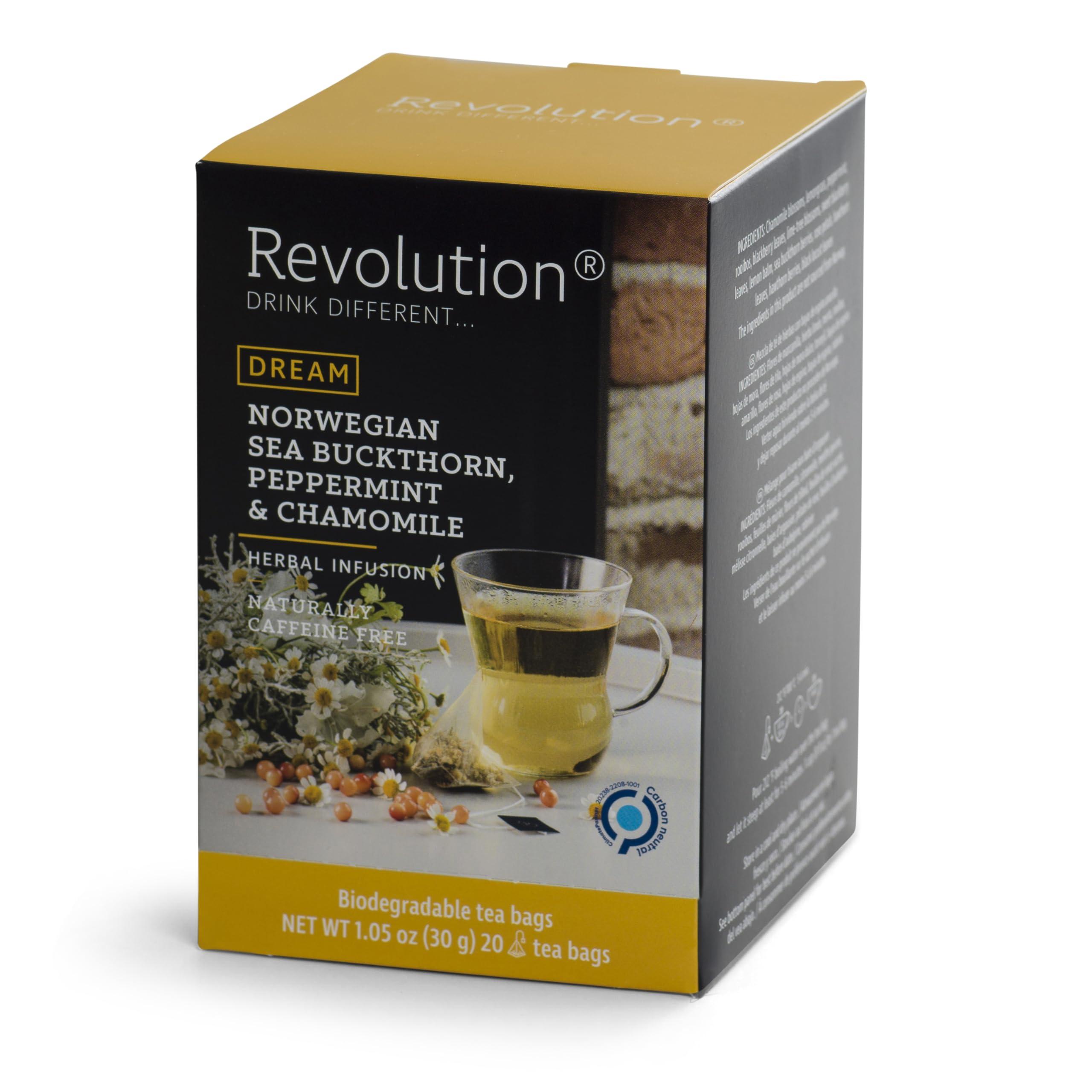 Revolution REVOLUTION TEA Norwegian Chamomile Tea Bags [THE ORIGINAL] Norwegian Sea Buckthorn, Peppermint & Chamomile - Herbal Tea Blend - Premium Full Leaf Tea - Biodegradable - Caffeine Free 20 Bags