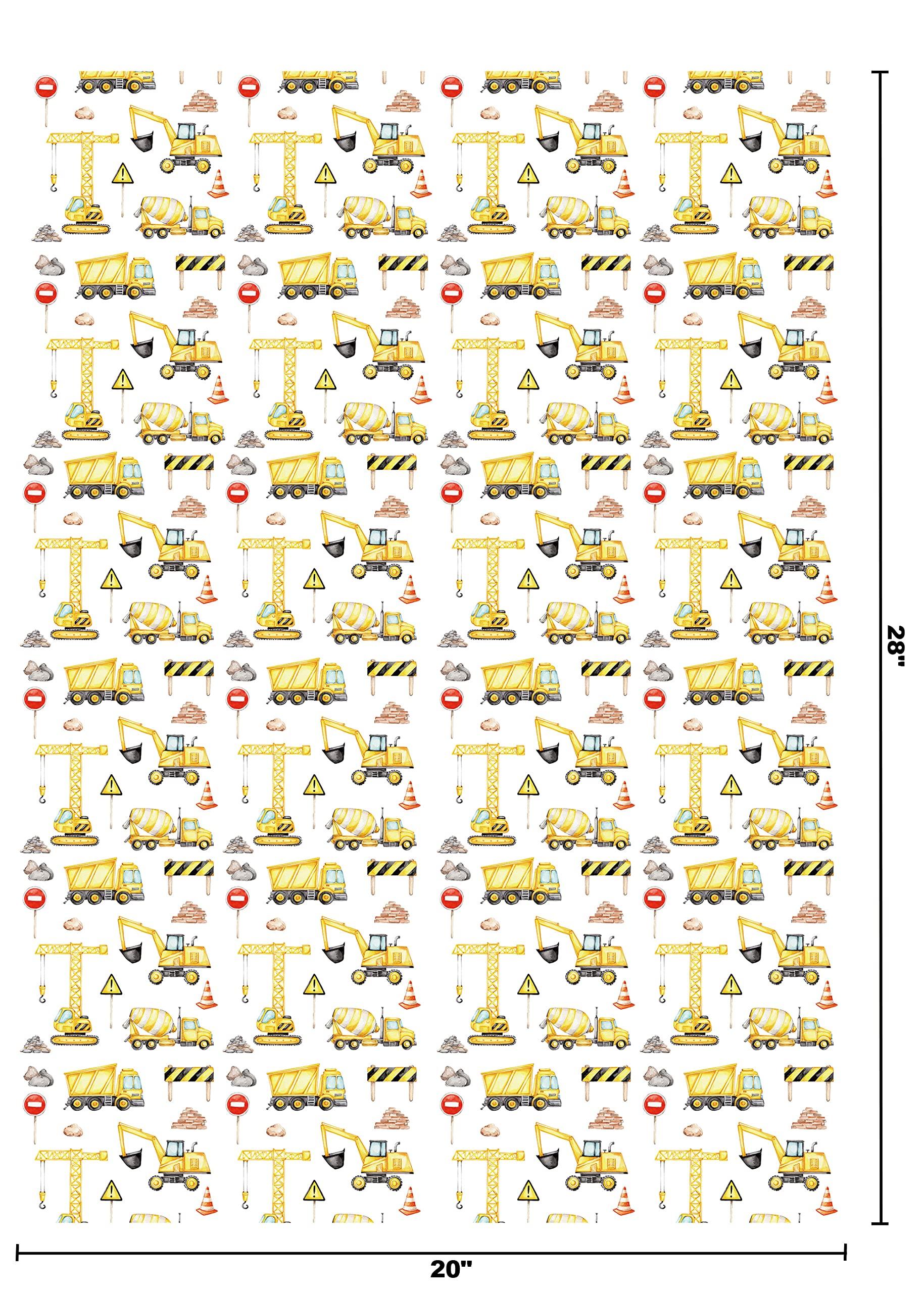 Titiweet Titiweet Construction Wrapping Paper - Truck Wrapping Paper for Boys, Kids, 12 Sheets Tractor & Trucks Wrapping Paper for Birthday Holiday, 20 x 28 Inches Per Sheet(Construction(12 sheets))