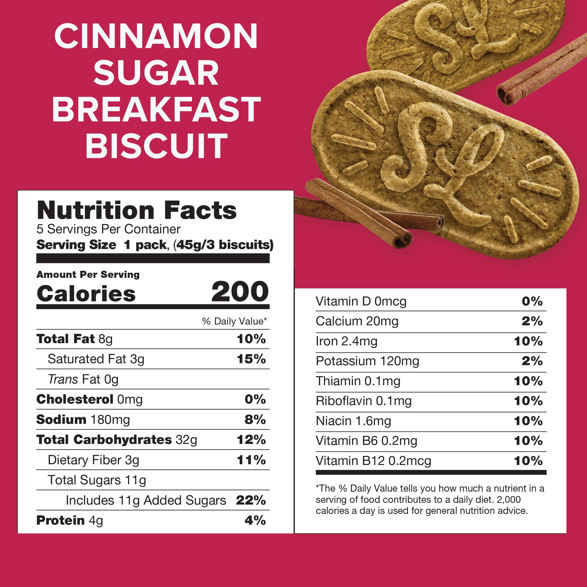 Sweet Loren\'s Sweet Loren\'s Vegan Breakfast Biscuits | Cinnamon Sugar | 4g Protein, 19g Whole Grains | Plant Based, Gluten Free, Dairy Free, Nut Free Snacks | 3 Pack (15 Total Biscuits, 1.6 ounce each)