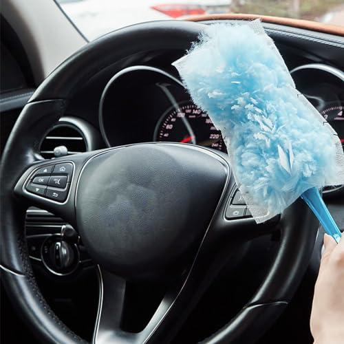 Ldbuejiaja Electrostatic Dust Duster Dust Remover FluffysFiber Brush Head Air-Condition Feather Duster Household Desk Cleaning Tool Washable Cleaner Wand Easy to Use Handle Fine Particle Fiber