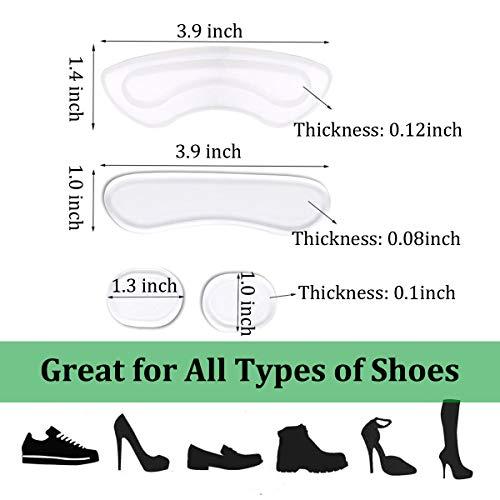 EACOZY Heel Grips, 8PCS Heel Inserts, 12PCS Shoe Inserts, Gel Heel Cushion Inserts for Women Men, Adhesive Shoe Pads for Loose Shoes, Heel Slipping, Rubbing