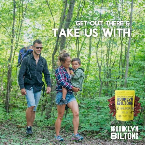 Brooklyn Biltong Brooklyn Biltong Air Dried Grass Fed Beef Snack, South African Beef Jerky (8oz, Pack of 2) - Whole30 Approved, Paleo, Keto, Gluten Free, Sugar Free, Made in USA - (Lemon Pepper)