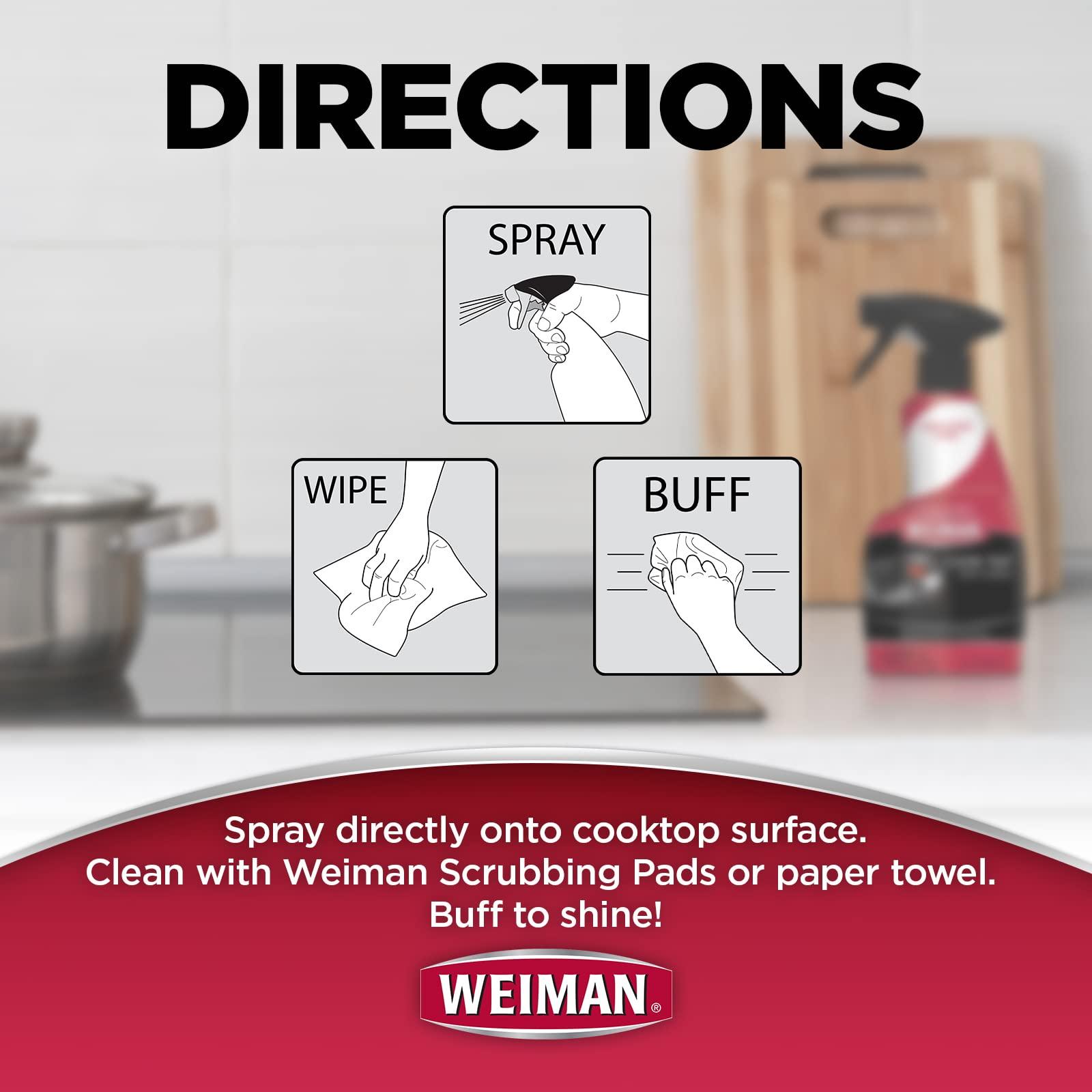 Weiman Weiman Glass Cooktop Cleaner & Polish For Daily Use on Ceramic, Induction Stove Top, Removes Grease & Oily Residue, Streak Free Shine, 12 oz, 2 Pack, Micro Fiber Buffing Towel