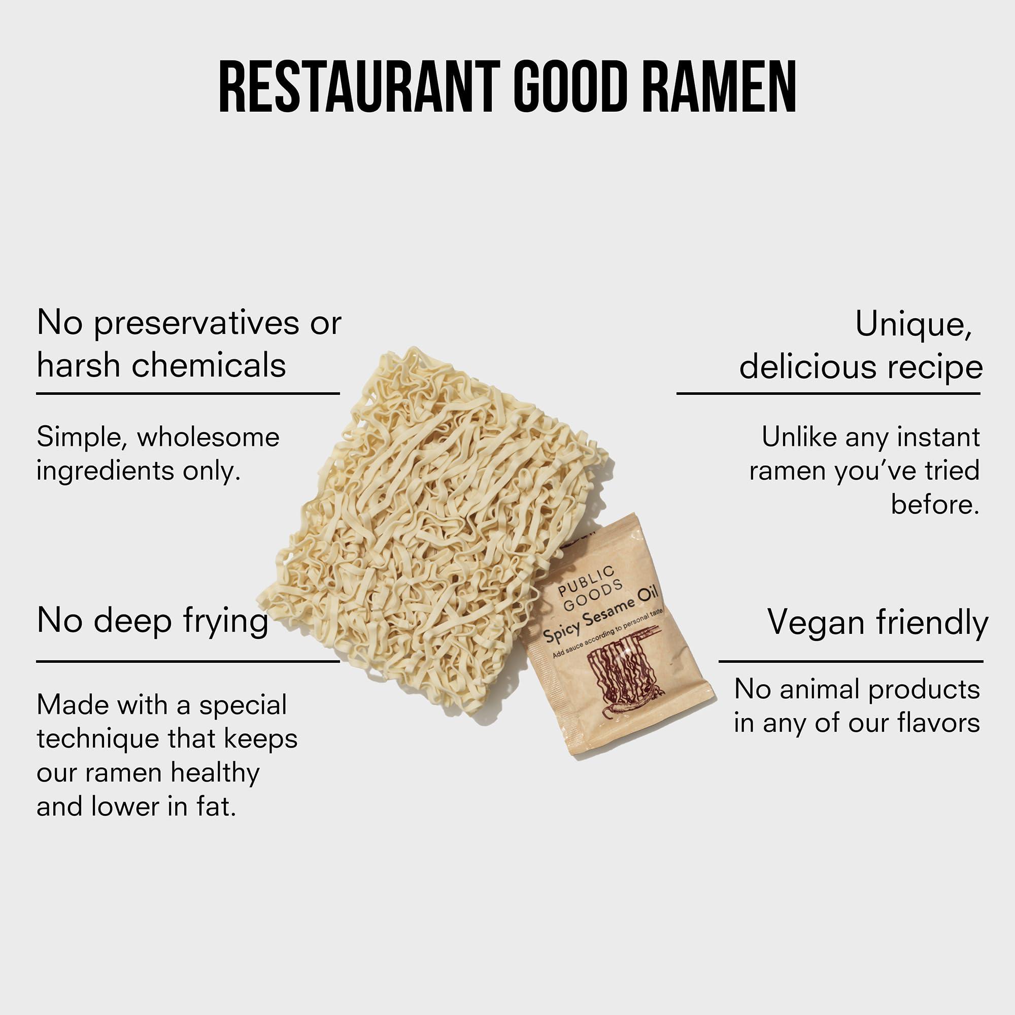 Public Goods Public Goods Ramen Noodles | Brothless Vegan & Vegetarian Instant Ramen | Healthy, High Protein Asian Noodle | Preservative Free | No Added MSG | Spicy Sesame Oil (10 Pack)