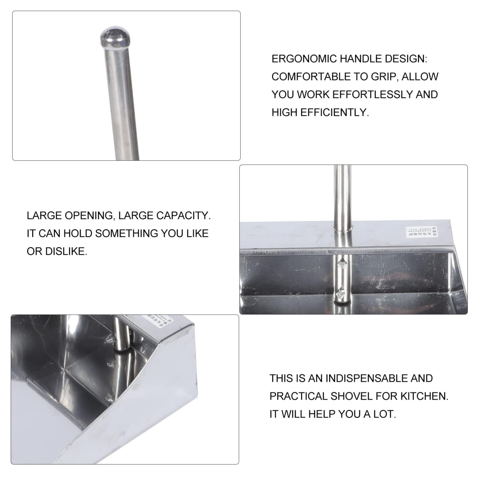 Angoily Angoily Metal Dustpan Stand up Pans Stainless Steel Long Handle Dustpan Kitchen Dustpan for Garage Home and Yard Household Sweeping Parts Accessories