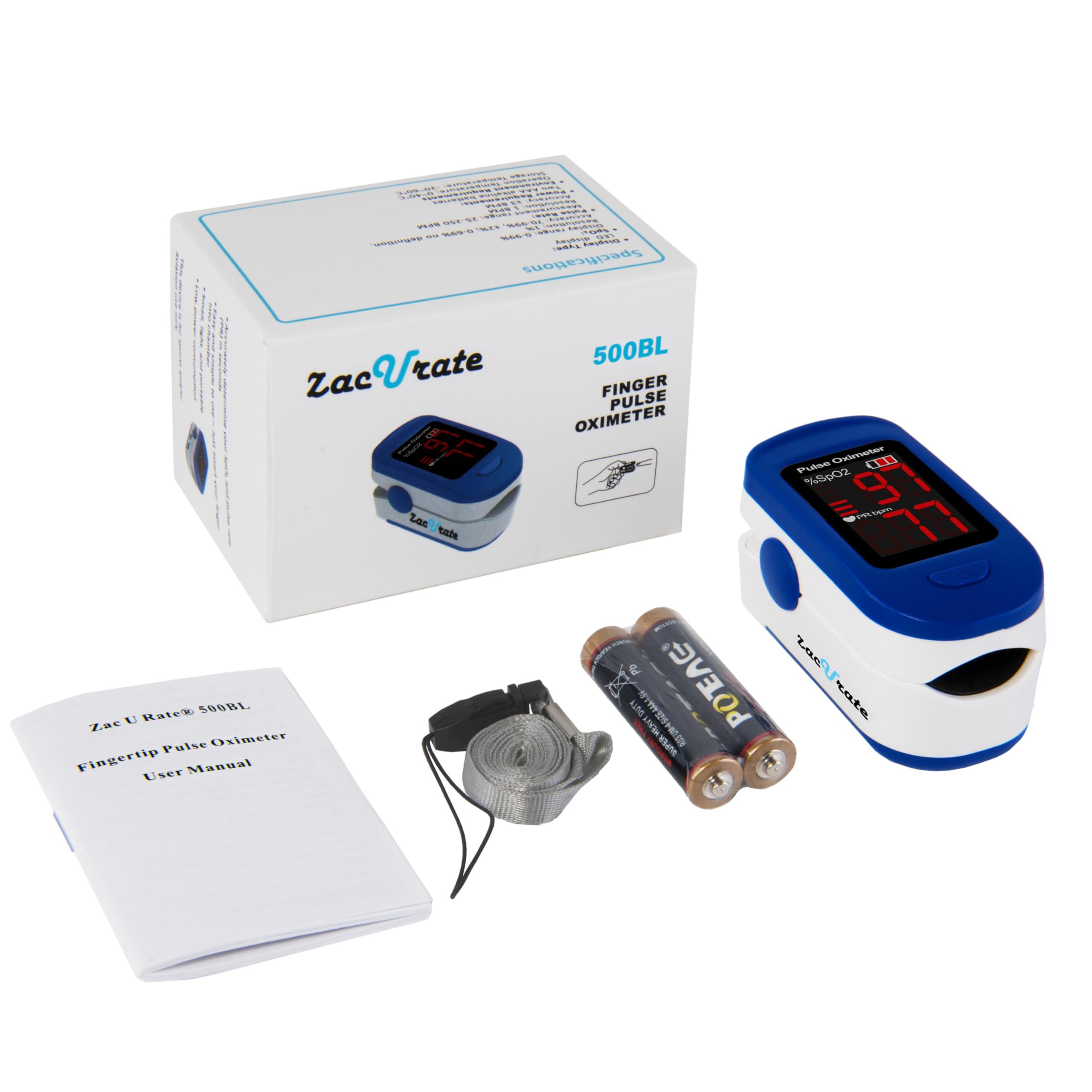 Zacurate Zacurate 500BL Fingertip Pulse Oximeter Blood Oxygen Saturation Monitor with Batteries Included (Navy Blue)