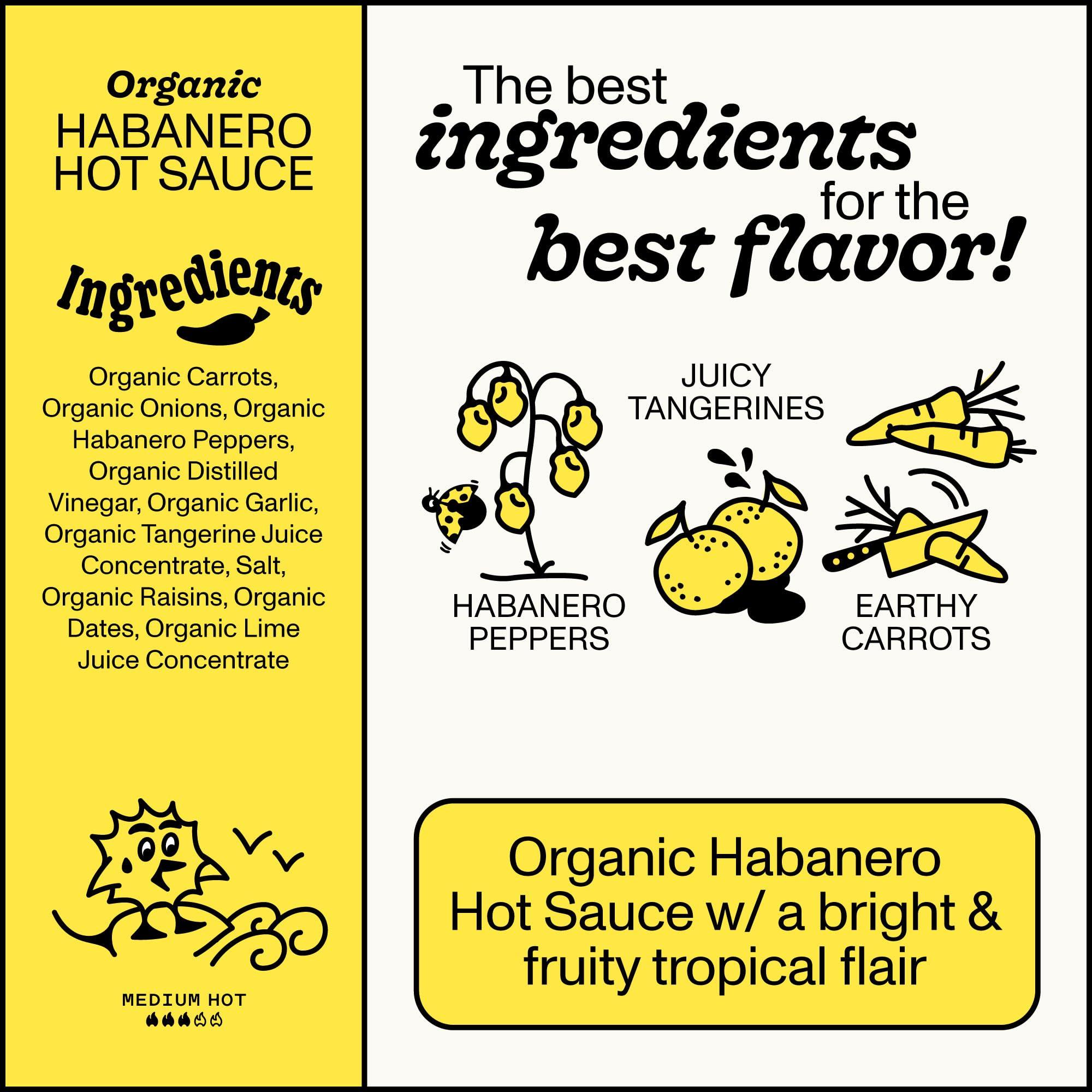 Yellowbird Foods Yellowbird Organic Habanero Hot Sauce - Medium Hot - Vegan Habanero Sauce Made with Carrots, Garlic and Tangerine - Gluten-Free & Non-GMO Organic Hot Sauce - Tabletop Size - (19.6 oz, 1 Count)