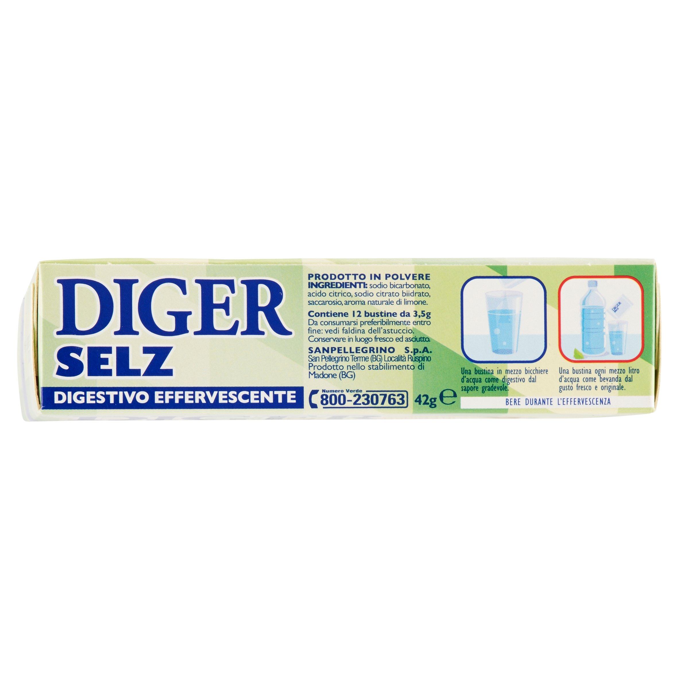 Diger Selz Diger Selz: Effervescent Antacid Powder, Lemon Taste * 12 Sachets, 3.5 Grams Each * [ Italian Import ]