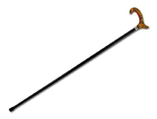 Harvy Canes Marbled Orange Acrylic Walking Cane Derby Handle Black Wooden Shaft