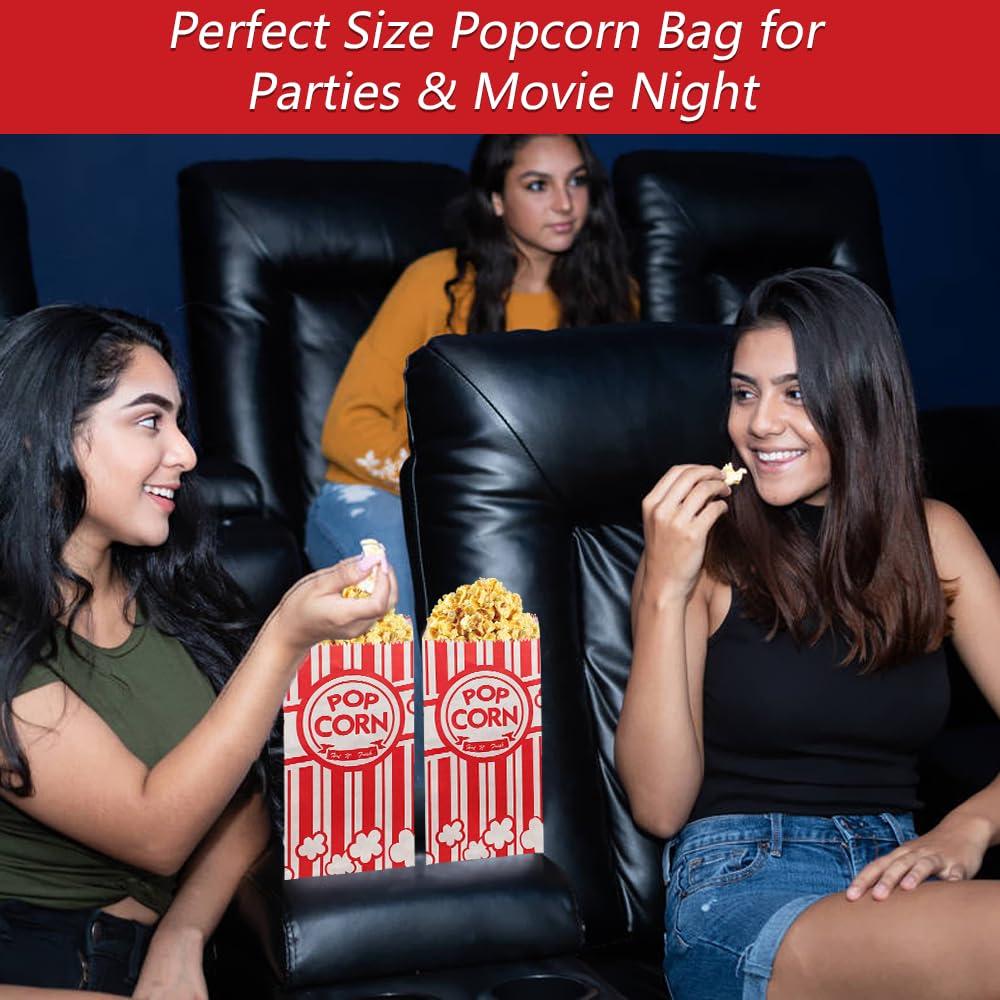 ZAYNUM 300 Pieces 1 OZ Popcorn Bags Classic Red & White Stripes Paper Popcorn Bags for Individual Servings Bulk Popcorn Bag for Carnival Themed Party, Movie Night, Birthday, Decorations (300)