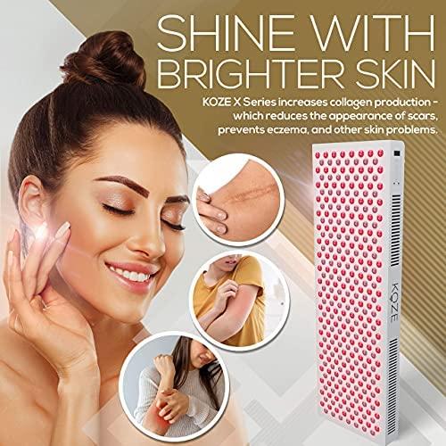 KOZE KOZE Red Light Therapy for Body 1500 watt - 300 Dual LEDs 660 & 850nm Red & Near Infrared NIR Light Therapy Device, Flicker Free No EMF, Clinical Grade Anti-Aging, Workout Recovery - X Series