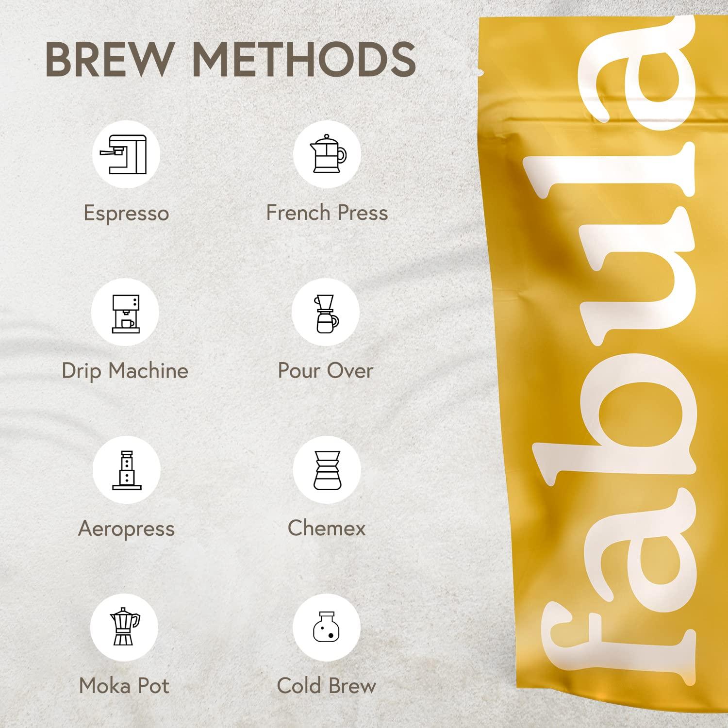 Fabula Fabula Coffee Decaf Medium Roast Whole Beans - Organic - Low Acid - Single Origin - Non-GMO - Mold Free - 12 Ounces