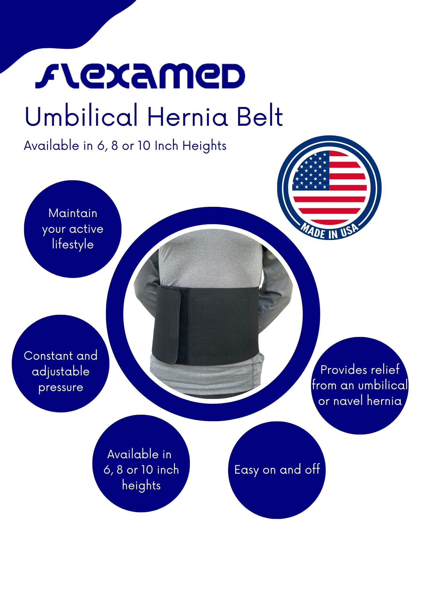 FlexaMed FlexaMed Umbilical Navel Hernia Belt with Compression Pad Black (8 Inch, Medium)
