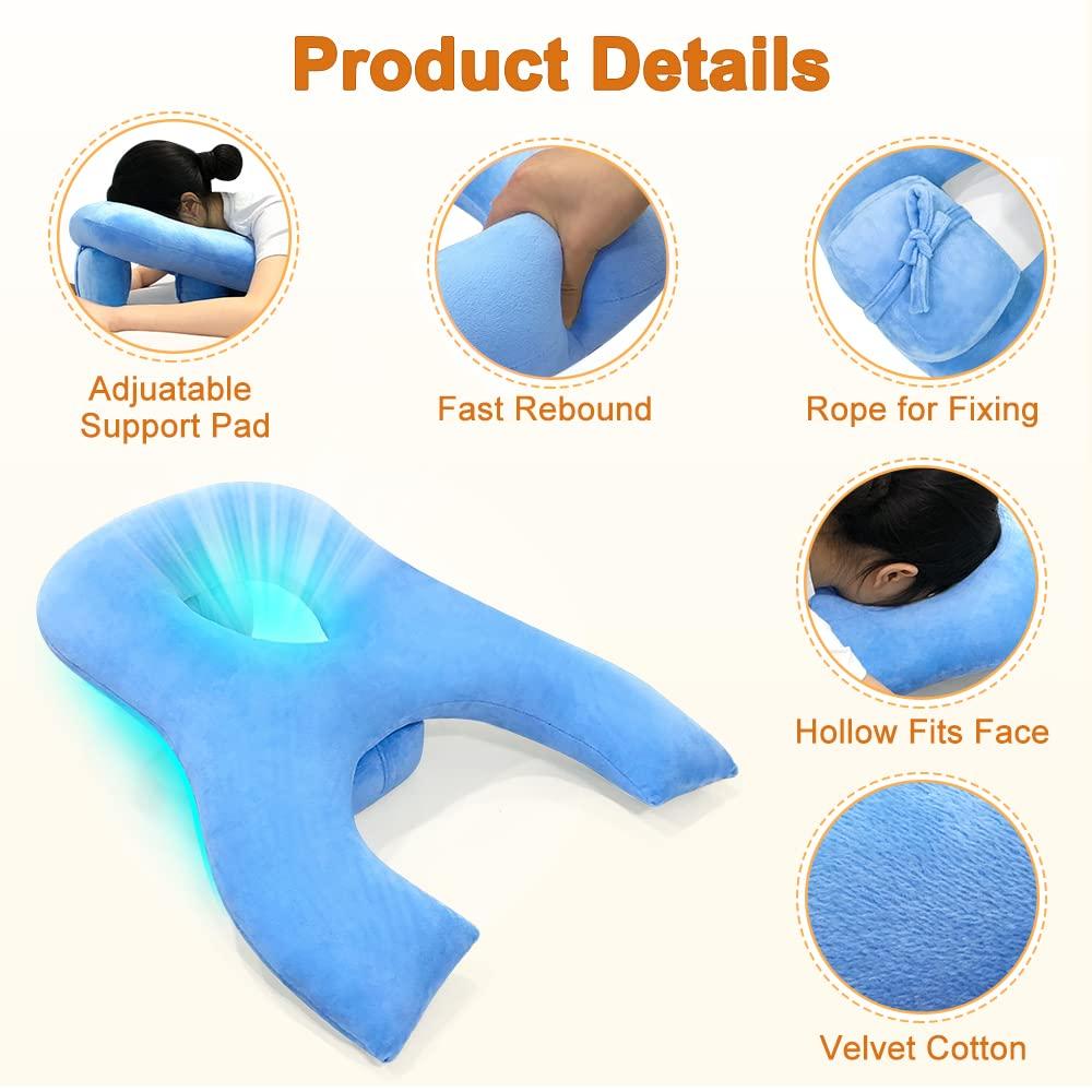 AOSSA Face Down Pillow for Sleeping After Eye Surgery Head Positioning Prone Pillow for Massage Napping Tanning Pillow with Face Hole Doughnut Bed Cradle Cushion Detached Retina Vitrectomy Recovery