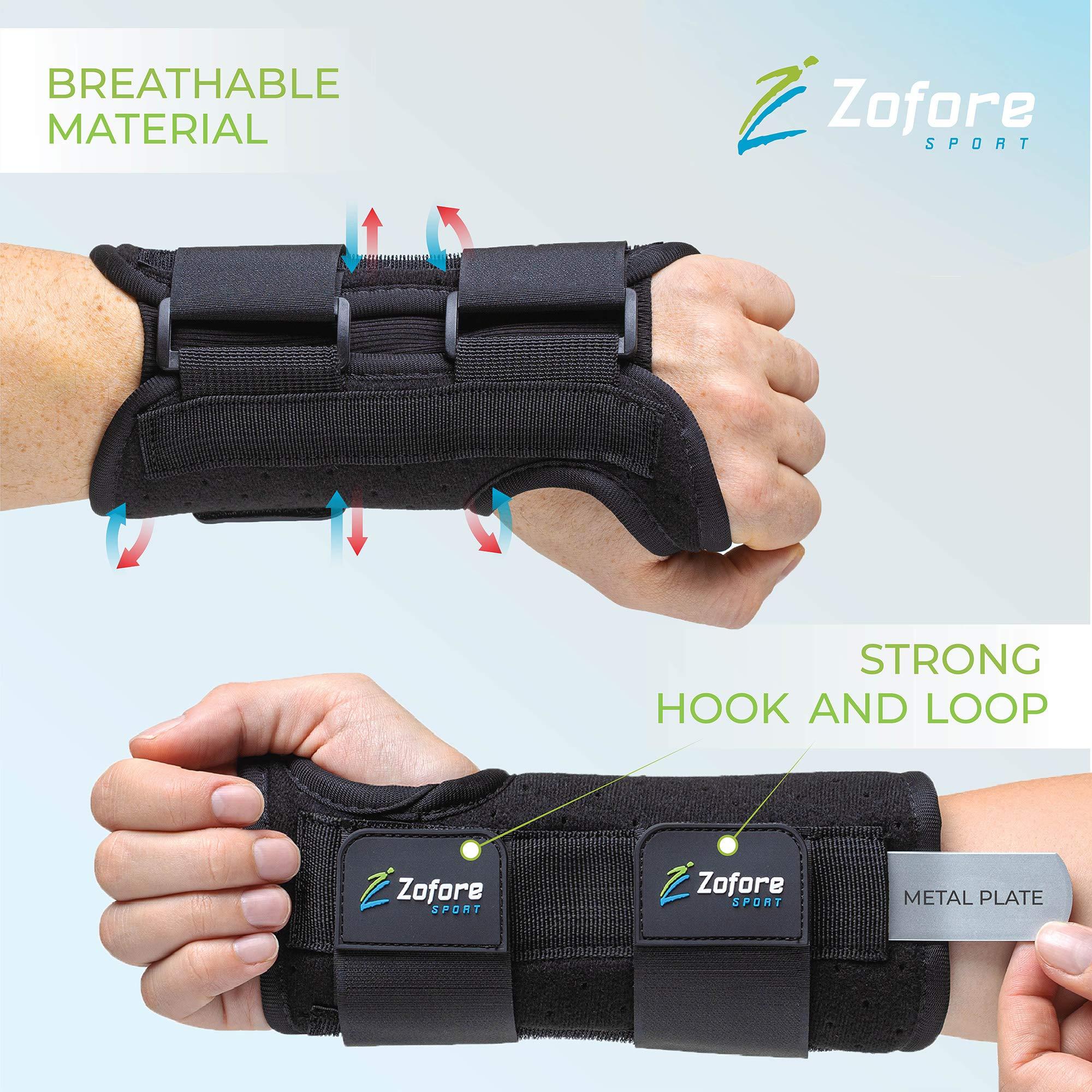 ZOFORE SPORT Carpal Tunnel Wrist Brace Night Support and Metal Splint Stabilizer [Single] - Helps Relieve Tendinitis Arthritis Carpal Tunnel Syndrome Pain - Reduces Recovery Time for Men Women - Right (S/M)