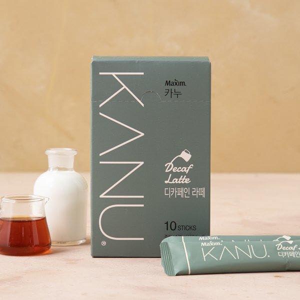 ZEESOON Kanu Decaf Latte Korea Instant Coffee 13.5g(65kcal) X 10 Sticks, Decaffeinated Sweet Latte