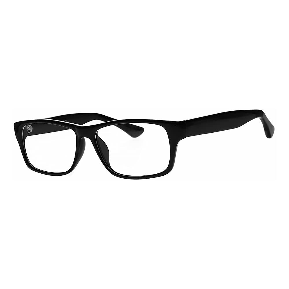 KRT Distributions Real Glass Reading Glasses with Clear Real Glass Lenses in Geek Style Frame Available in Reading Magnification +0.25 to +3.00 (+3.00)