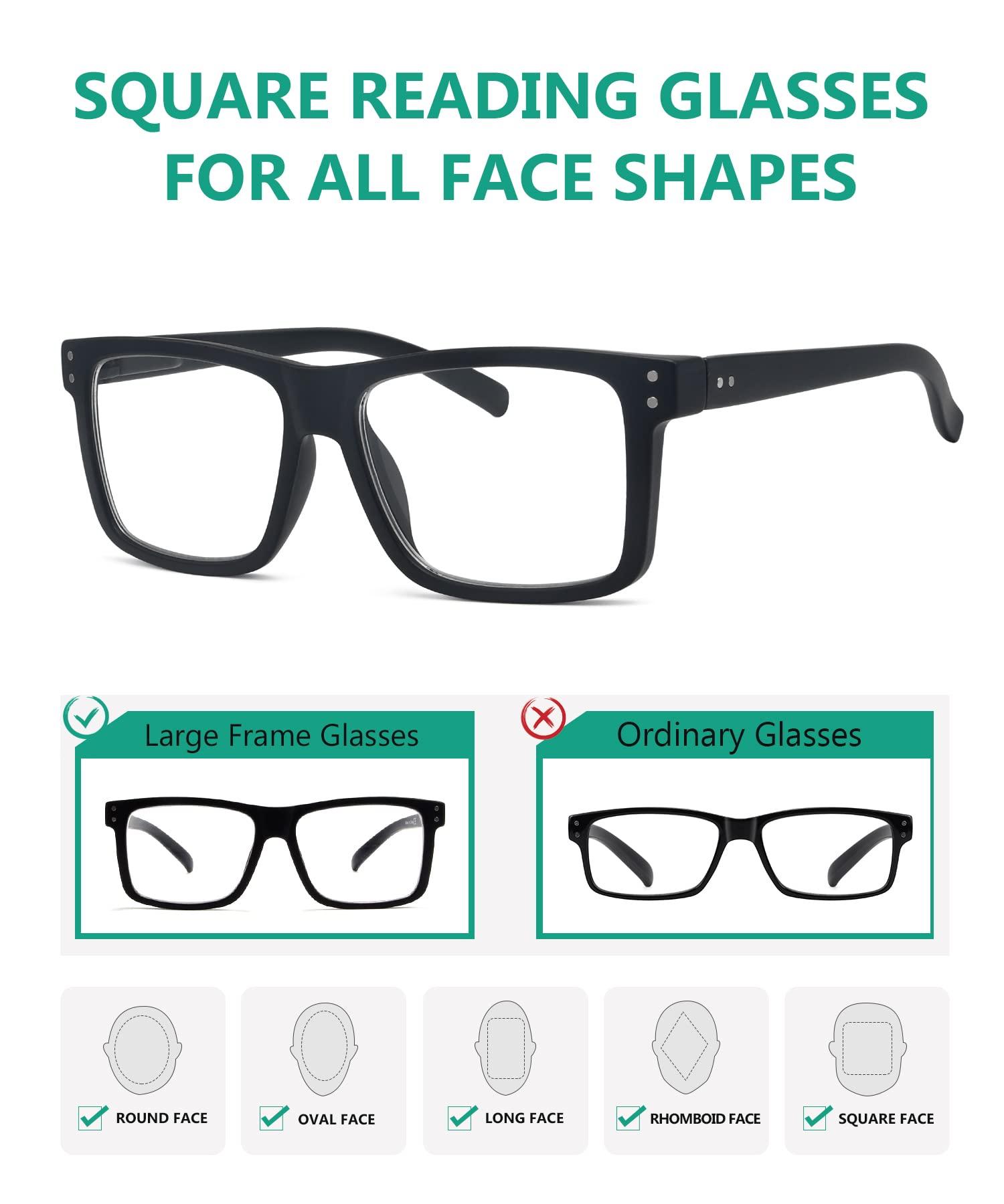 Eyekepper Eyekepper Oversized Reading Glasses Square Large Frame Readers for Men and Women - Black +3.50