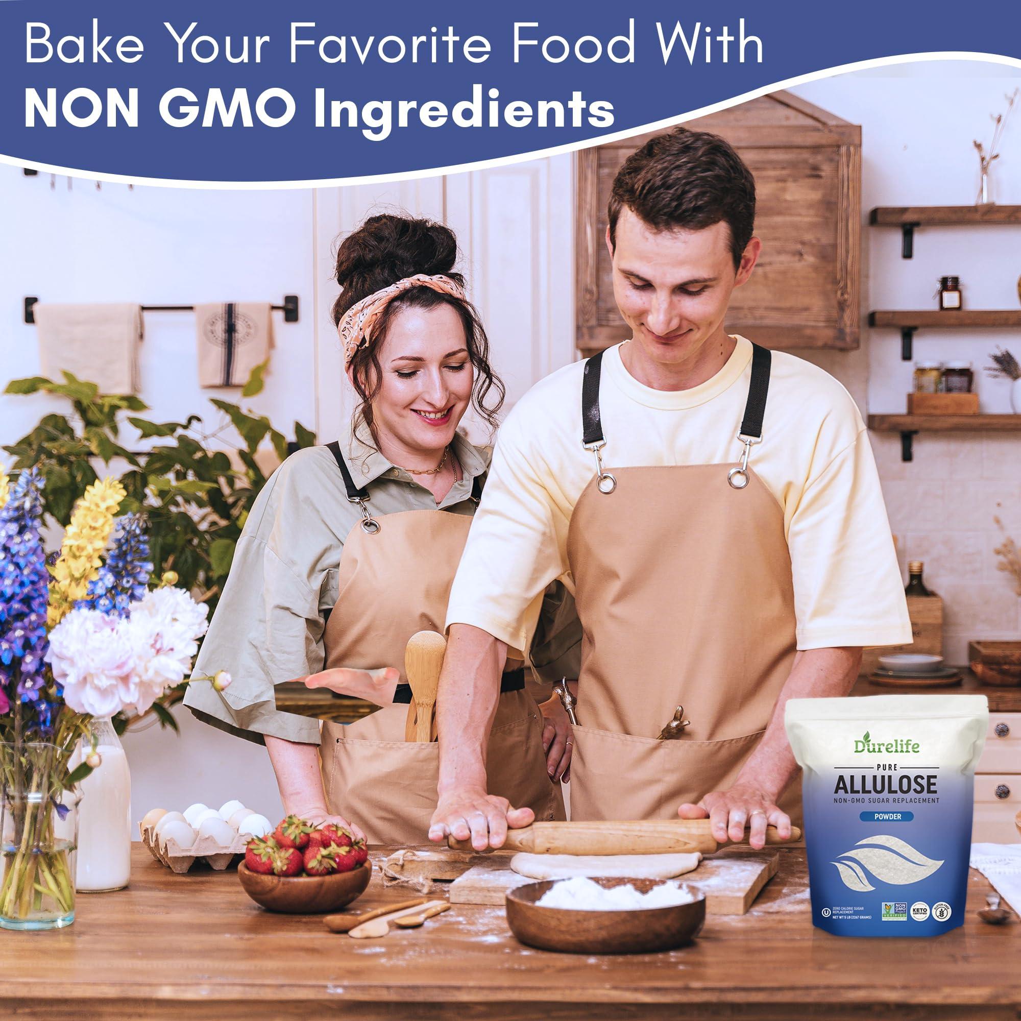 DureLife Durelife Allulose sweetener, 5 lb 100% Pure No Erythritol powdered Sugar Substitute, NON-GMO Project Verified, Keto Certified, OU kosher, No Fillers, Zero Calories sugar alternative 5 Lbs