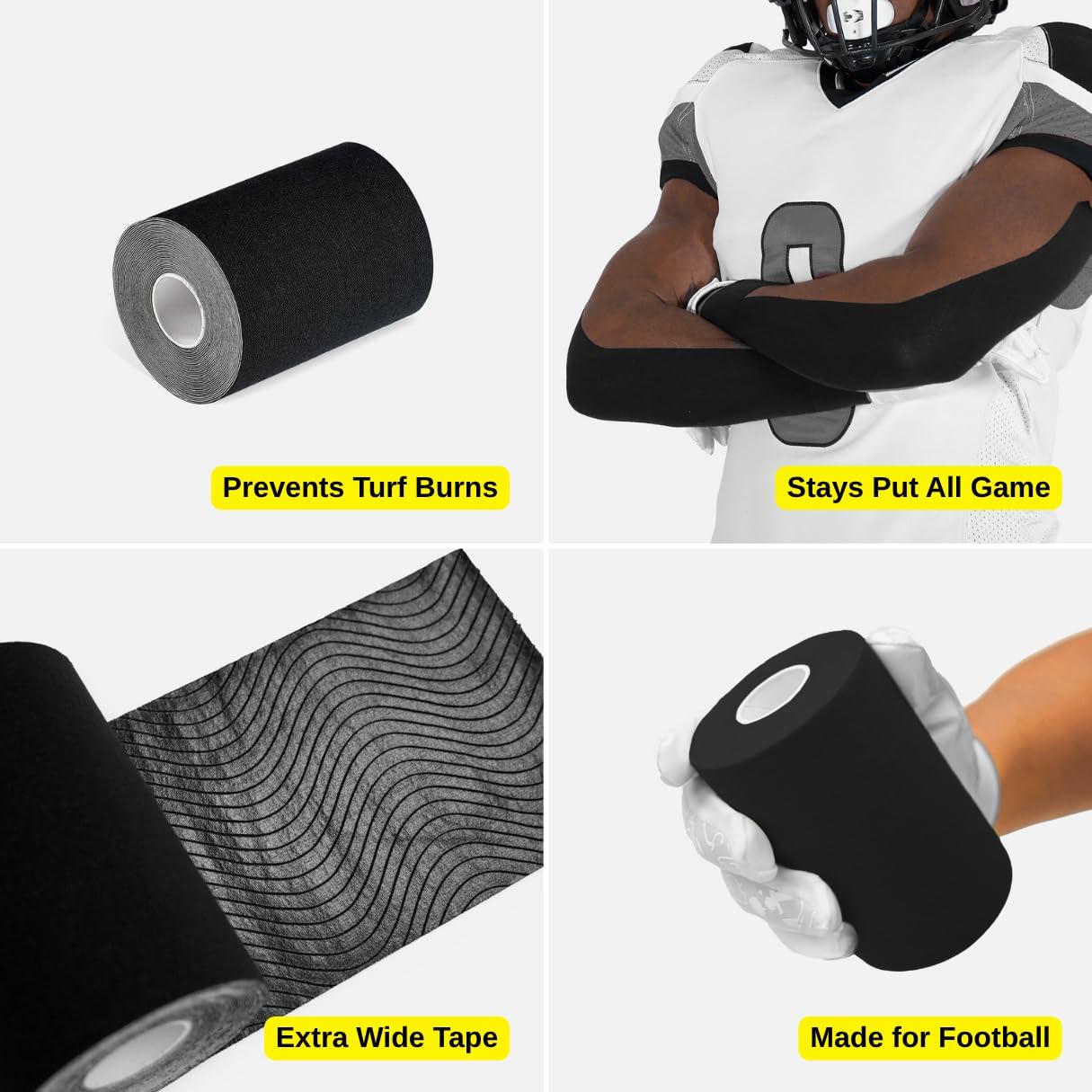 SLEEFS SLEEFS Turf Tape (Black) - Perfect Football Arm Tape / Extra Wide Athletic Tape - Flexible, Waterproof, Ultra Sticky Kinesio / Kinetic / Kenesiology Tape
