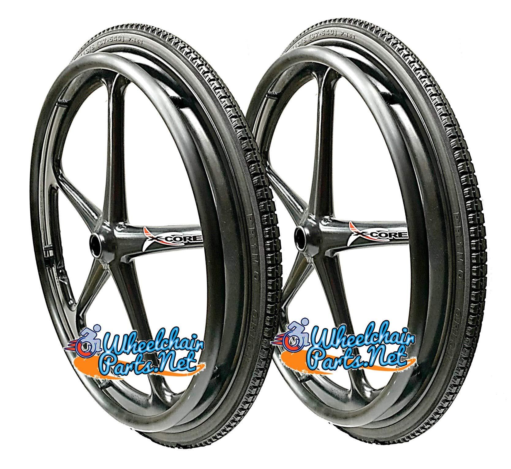 Xcore X-CORE 24" 5 Spoke Wheel with Everyday Soft Roll Solid Tire (Black Wheel)