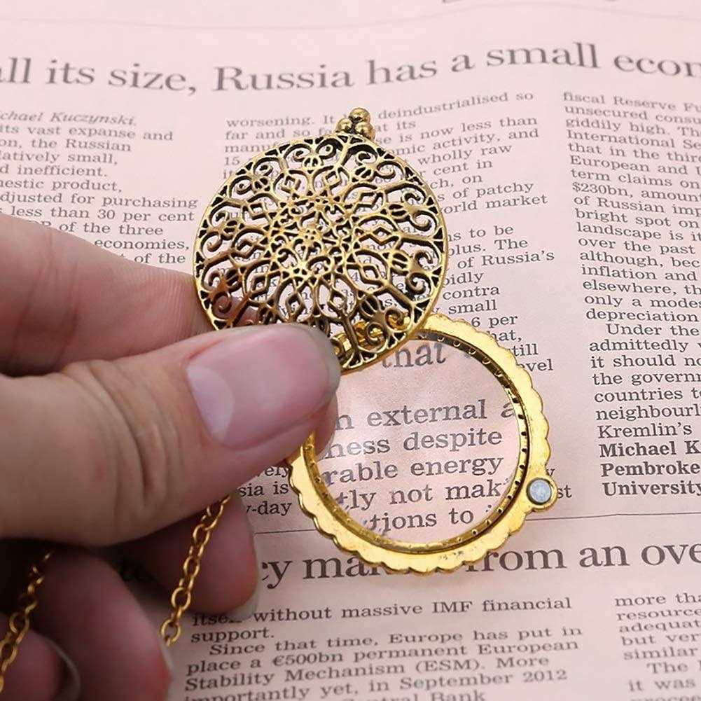 EIERFSKIOT EIERFSKIOT Magnifying Glass Pendant,Magnifying Glass Necklace,Magnifying Glasses Pendant Necklace Magnifier Pocket Magnifying Glass Monocle Hanging Pendant Chain Reading Magnifier