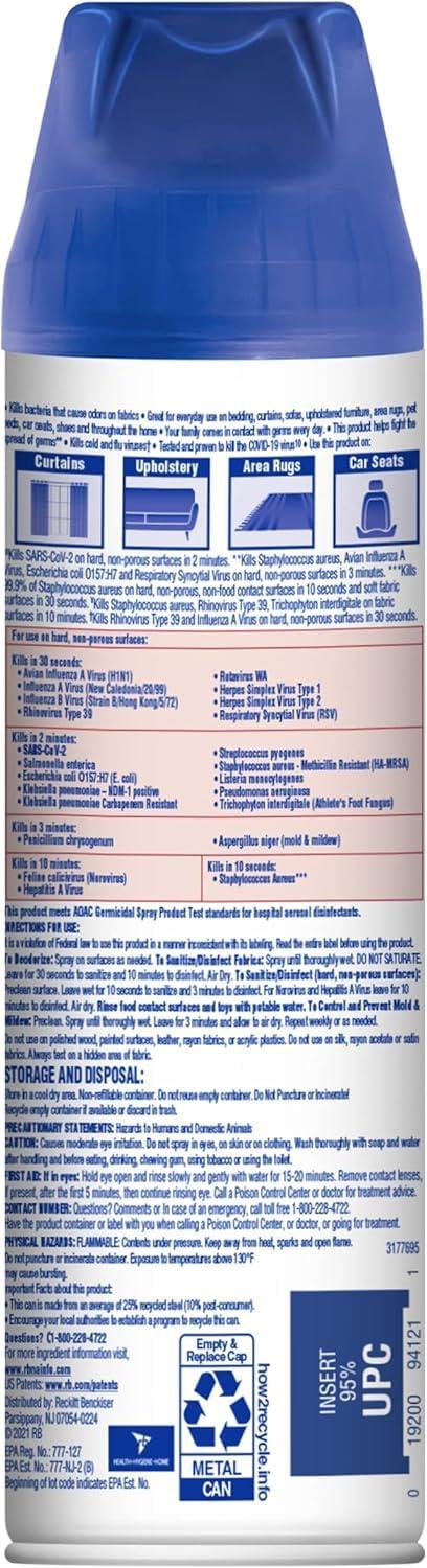 Lysol Lysol Fabric Disinfectant Spray, Sanitizing and Antibacterial Spray, For Disinfecting and Deodorizing Soft Furnishings, Lavender Fields 15 Fl. Oz (Pack of 3)