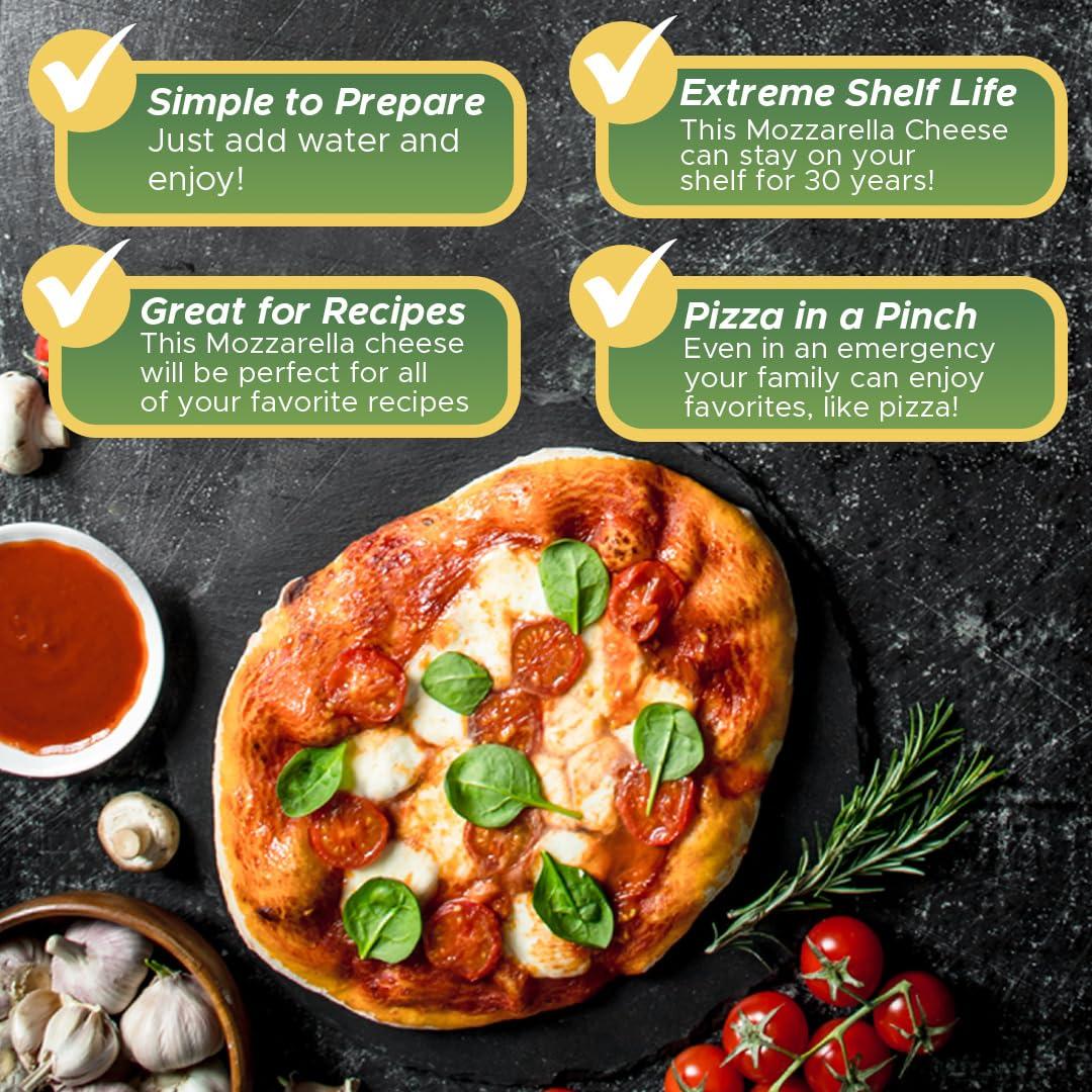 Saratoga Farms Saratoga Farms Freeze-Dried Mozzarella Cheese, Freeze-Dried Emergency Food Supply with a 20-to-30-Year Shelf Life, 99 Total Servings, 1 Pack