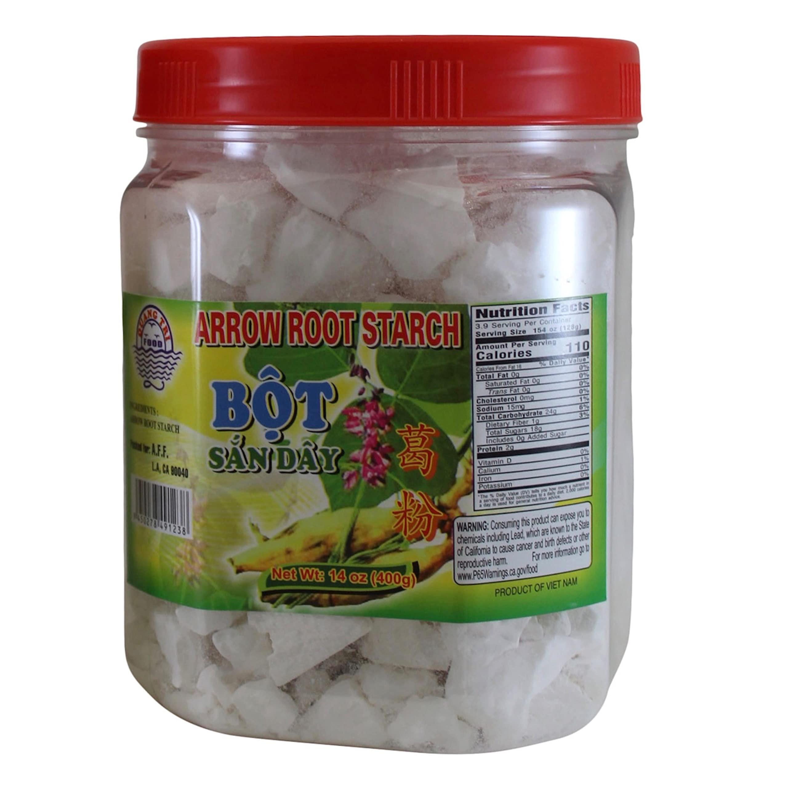 Quang Tri Quang Tri Arrowroot Bot San Day Asian Thickener. Snack Sized Chunks of Crunchy Arrow Root Starch, 14 oz Jar.