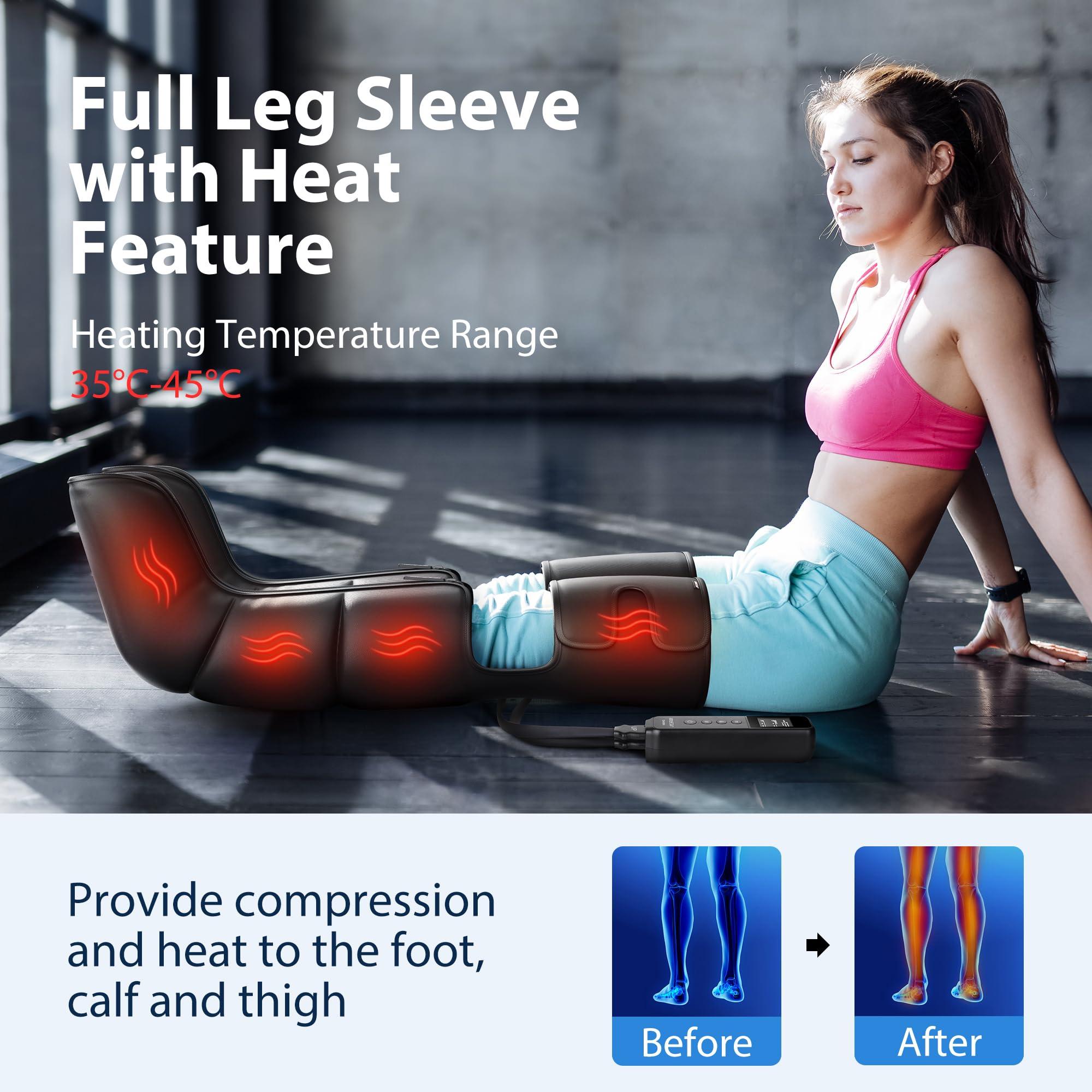 CINCOM CINCOM Leg Massager with Heat and Compression, Leg Massager for Circulation and Pain Relief FSA HSA, 3 in 1 Air Compression Boots for Leg Calf & Foot Recovery Edema Relief, Gifts