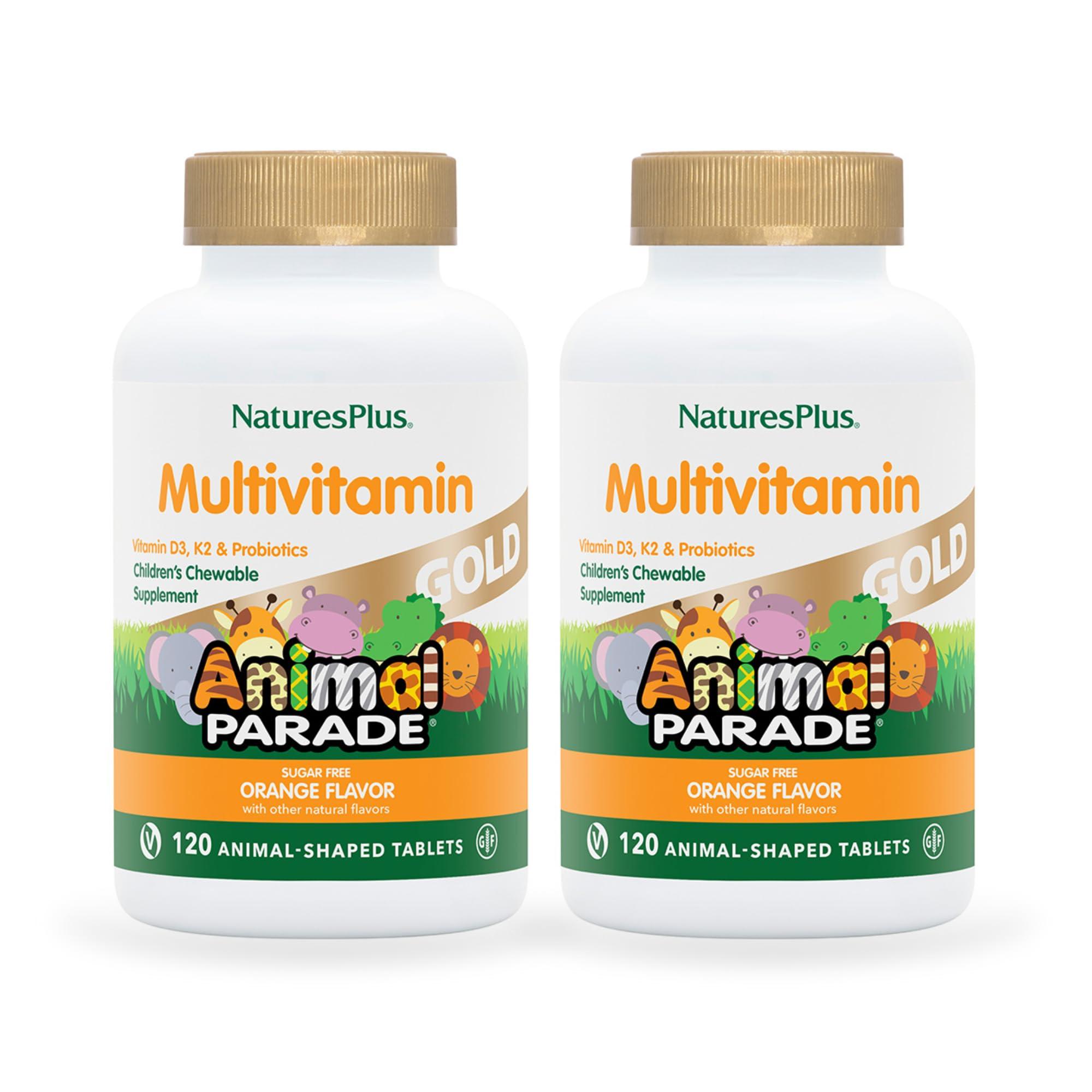 Nature\'s Plus NaturesPlus Animal Parade Gold Children\'s Multivitamin - Orange Flavor - 120 Chewable Tablets, Pack of 2 - Gluten Free - 120 Total Servings