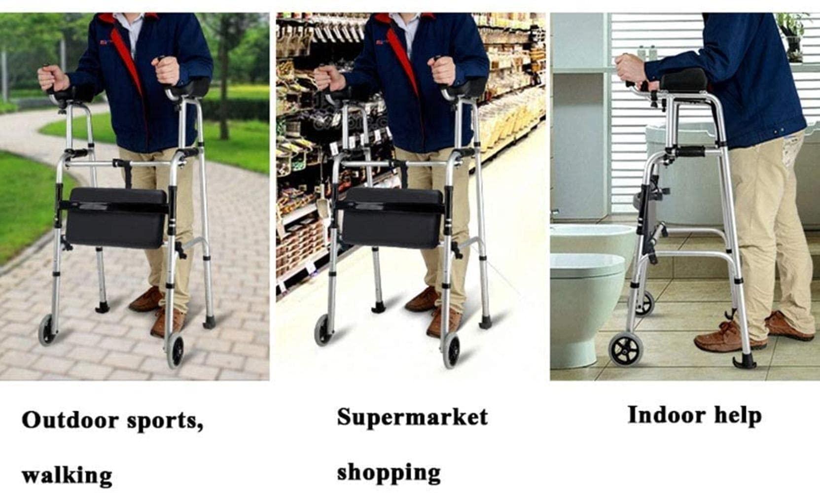BHANAY Rollator Walker Mobility Walking Aid for Adult Elderly Walker Old Man Standing Stand Disabled, Obese Patients Walking Frame Height Adjustable