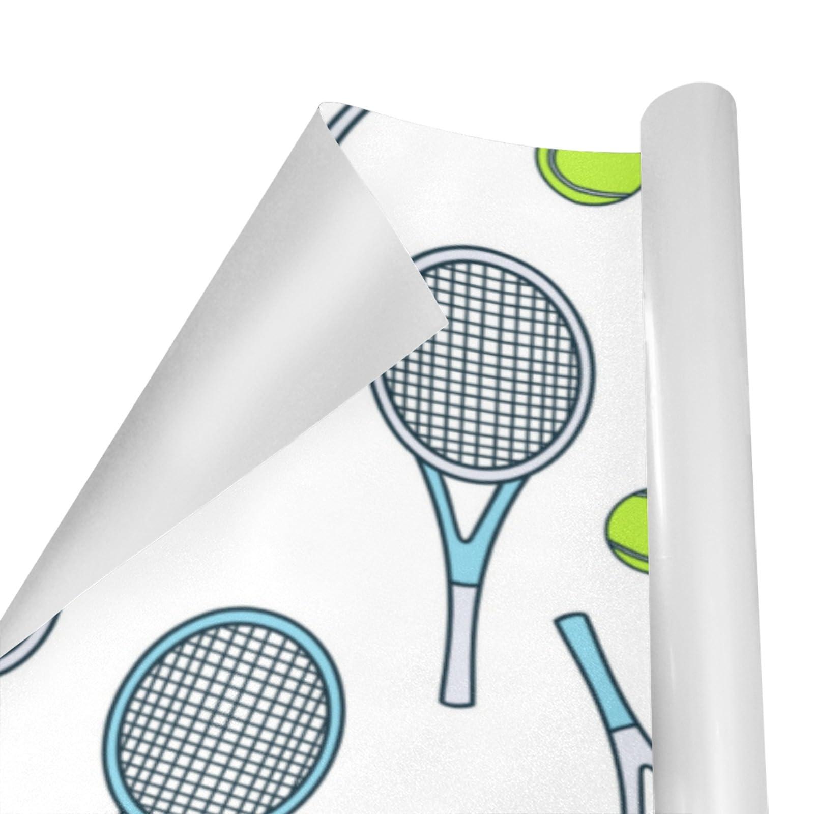 OTVEE OTVEE 2 Rolls Birthday Wrapping Paper Roll - Tennis Rackets and Balls Icons Design Gift Wrap Perfect for Weddings, Brides, Holidays, Baby Showers - 58 x 22.8 inches