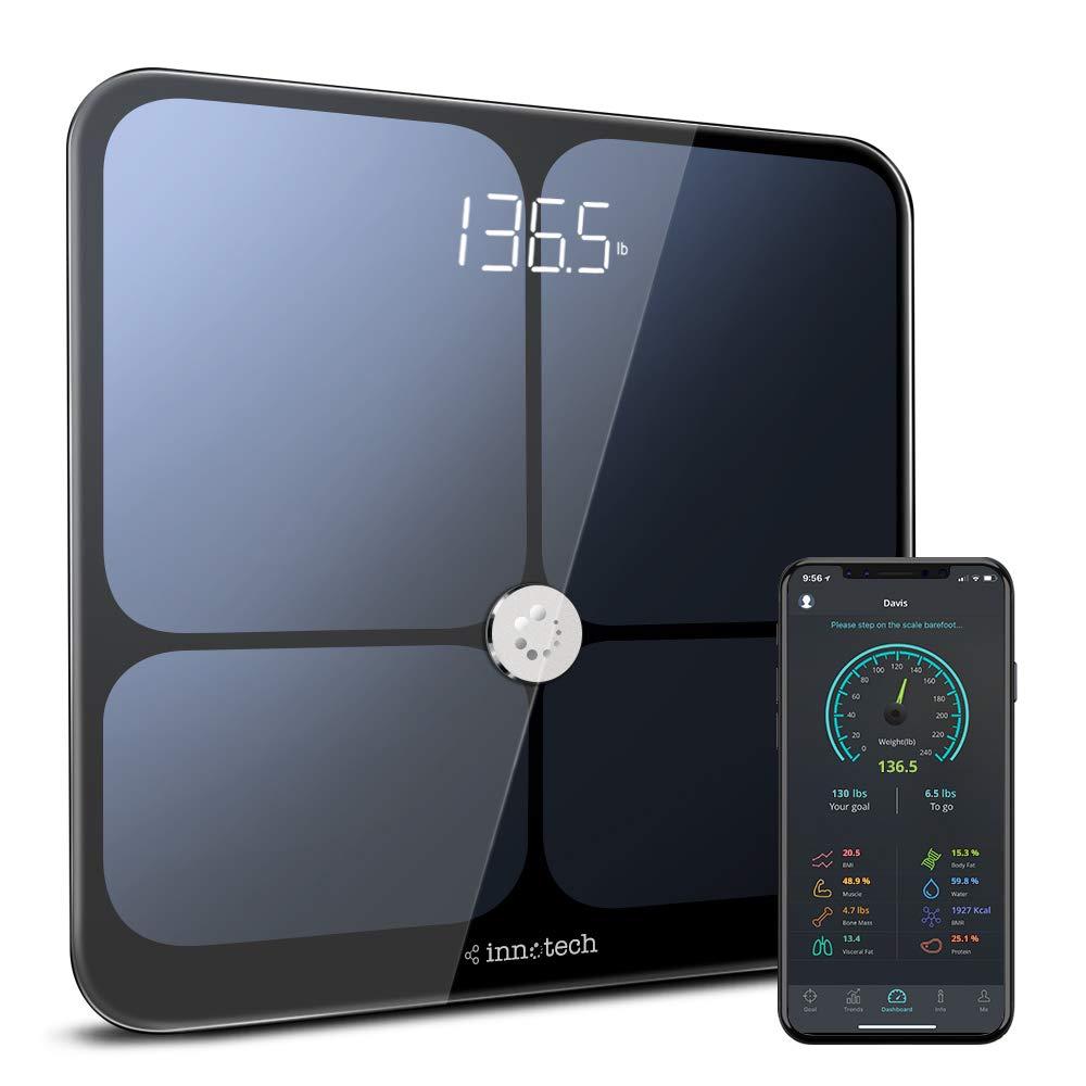 Innotech Innotech Smart Bluetooth Body Fat Scale Digital Weight Scales Body Composition BMI Analyzer with Free APP (Please Download The Latest Version), Compatible with Fitbit, Apple Health & Google Fit