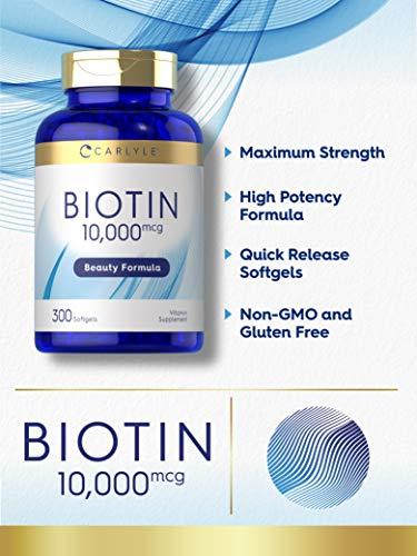 Carlyle Carlyle Biotin 10000mcg | 300 Softgels | Max Strength | Non-GMO, Gluten Free Supplement