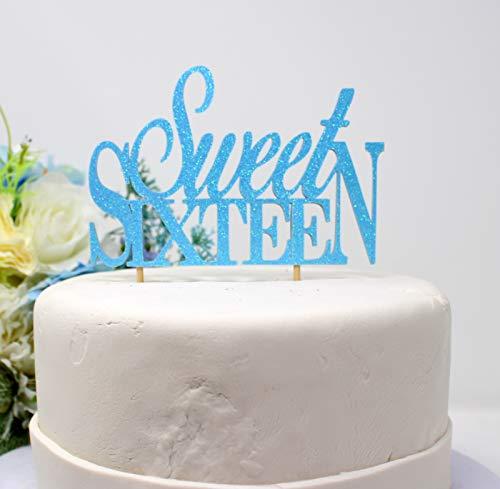 All About Details All About Details Sweet Sixteen Cake Topper (Glitter Pastel Blue) 1pc, 16th Birthday, Glitter Topper