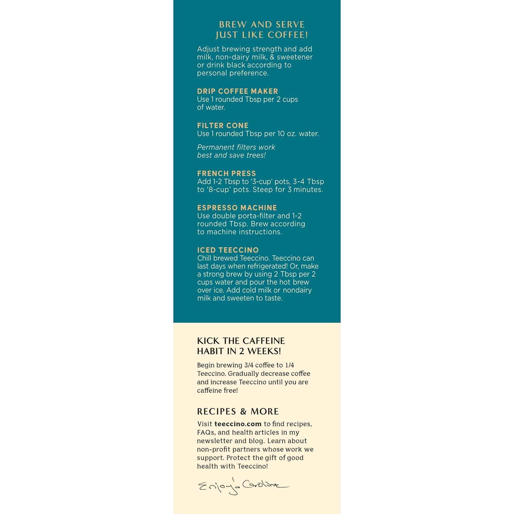 Teeccino Teeccino Dandelion Red Chai Herbal Coffee - Caffeine-Free Coffee Alternative with Prebiotics, Gluten Free, Acid Free - Medium Roast, 10 oz