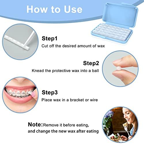 ZIZNBA (10 Pack) Braces Wax-Dental Wax for Braces & Aligners,50 Premium Orthodontic Wax Strips-White