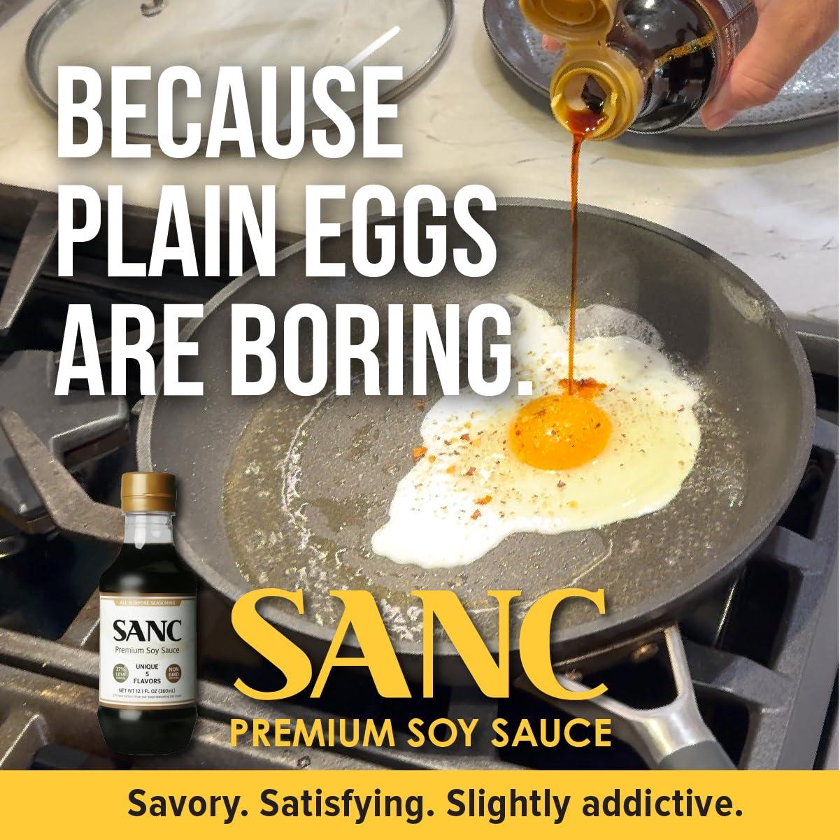 Shinangchon SANC All Purpose Korean Soy Sauce, 12.2 Fl Oz (Pack of 1) A Must-Have for Every Pantry, Low-Sodium Salt Substitute, NON-GMO Bean, No Artificial Additives, Naturally Brewed with Music Fermentation