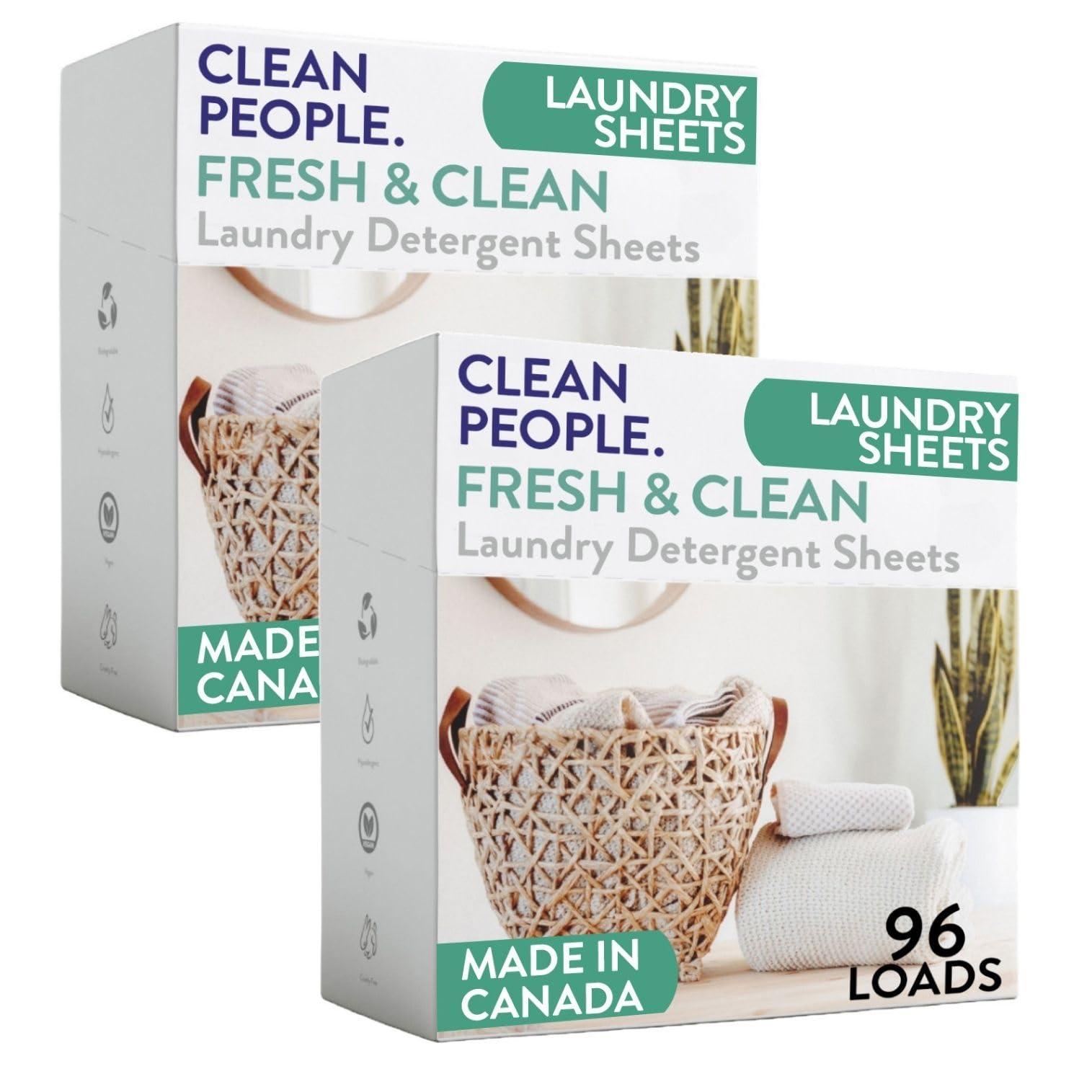 THE CLEAN PEOPLE The Clean People Laundry Detergent Sheets - Laundry Soap - Ultra Concentrated, Recyclable Packaging, Stain Fighting - Fresh Scent, 192 Pack