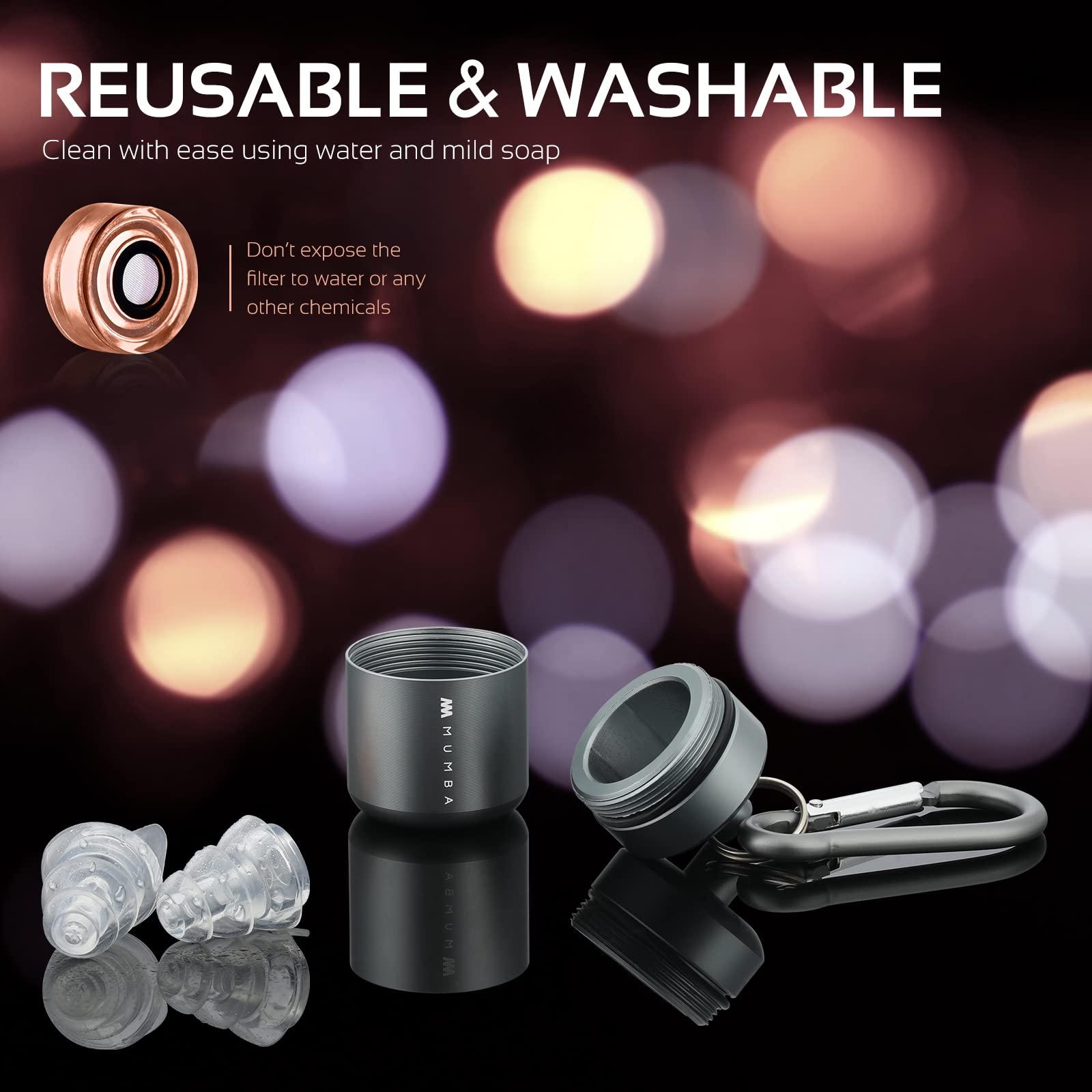 Mumba High Fidelity Concert Earplugs, Reusable Musicians Ear Plugs, 24dB Advanced Filter Technology Ear Protection for Music Festivals, DJs, Musicians