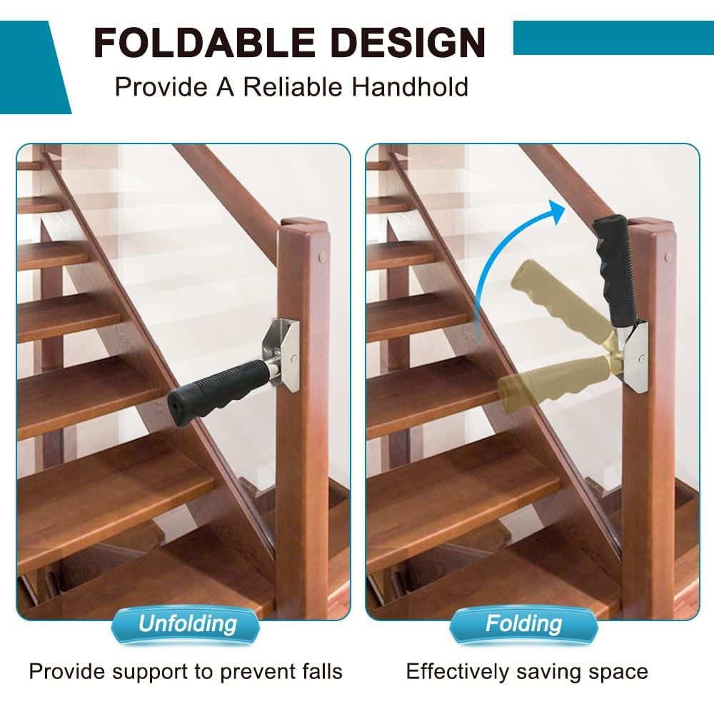 Zelen Folding Doorway Assist Handle Flip up Grab Bar for Doorway Elderly Stair Assist Lifts for Seniors Hand Rails Doorway Safety Assist Handles for Stair Door Assistant Support Bars Handle