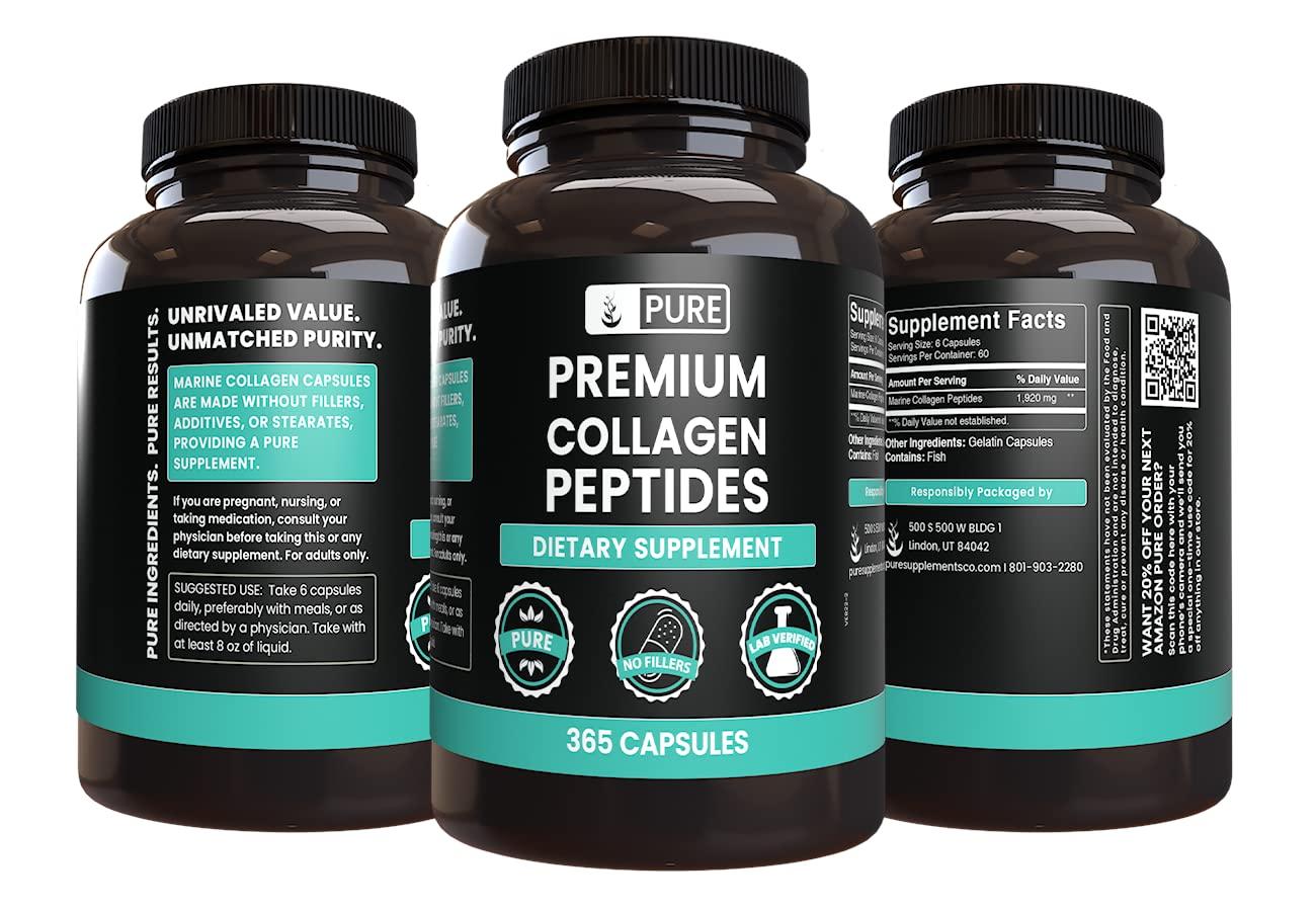 PURE ORIGINAL INGREDIENTS PURE ORIGINAL INGREDIENTS Marine Collagen (365 Capsules) No Magnesium Or Rice Fillers, Always Pure, Lab Verified