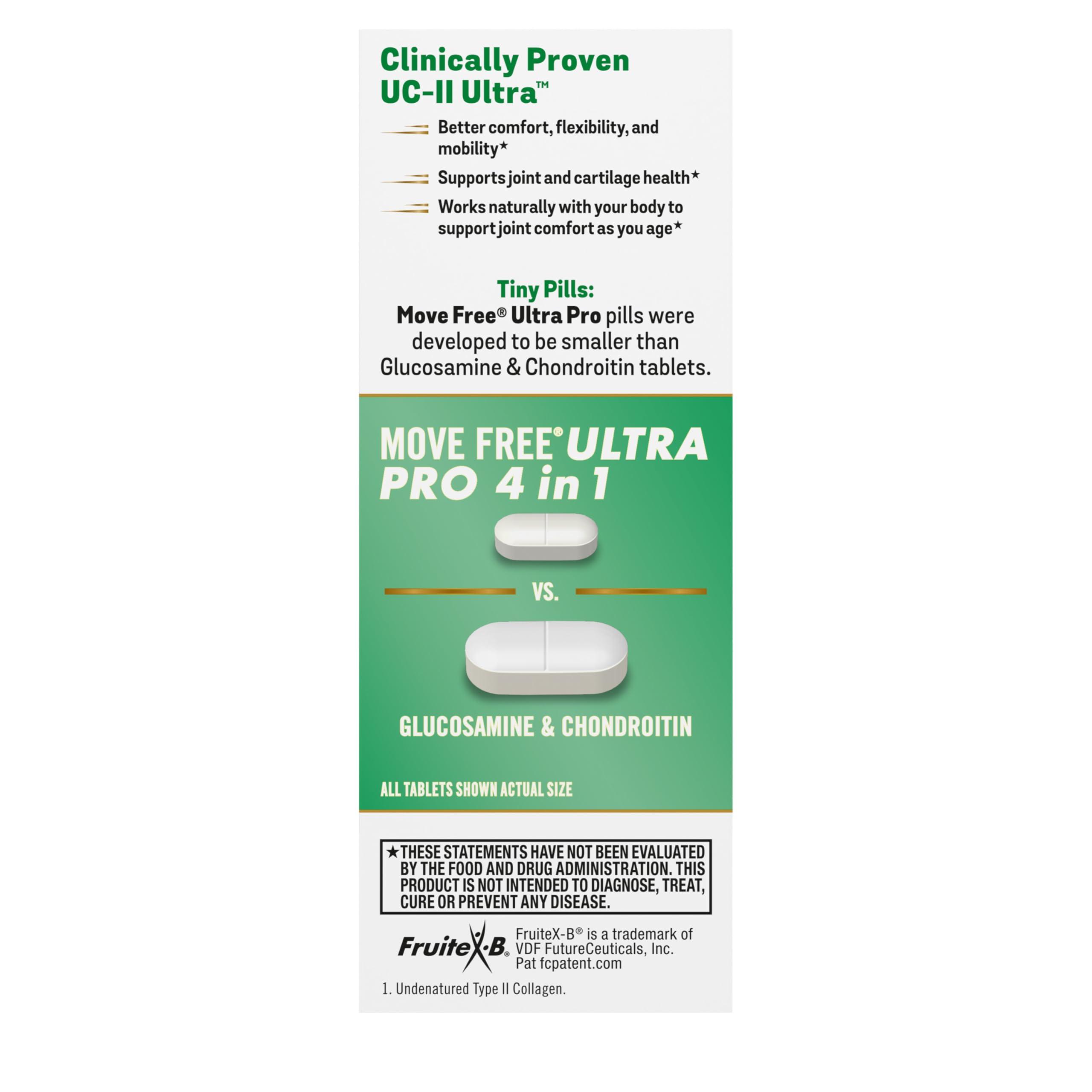 Move Free Move Free Ultra Pro with Quadruple Action Joint Support - Type 2 Collagen MSM Calcium Fructoborate & Manganese - Supports Joint Cartiliage Bone Connective Tissue, 120 Tablets (30 servings)