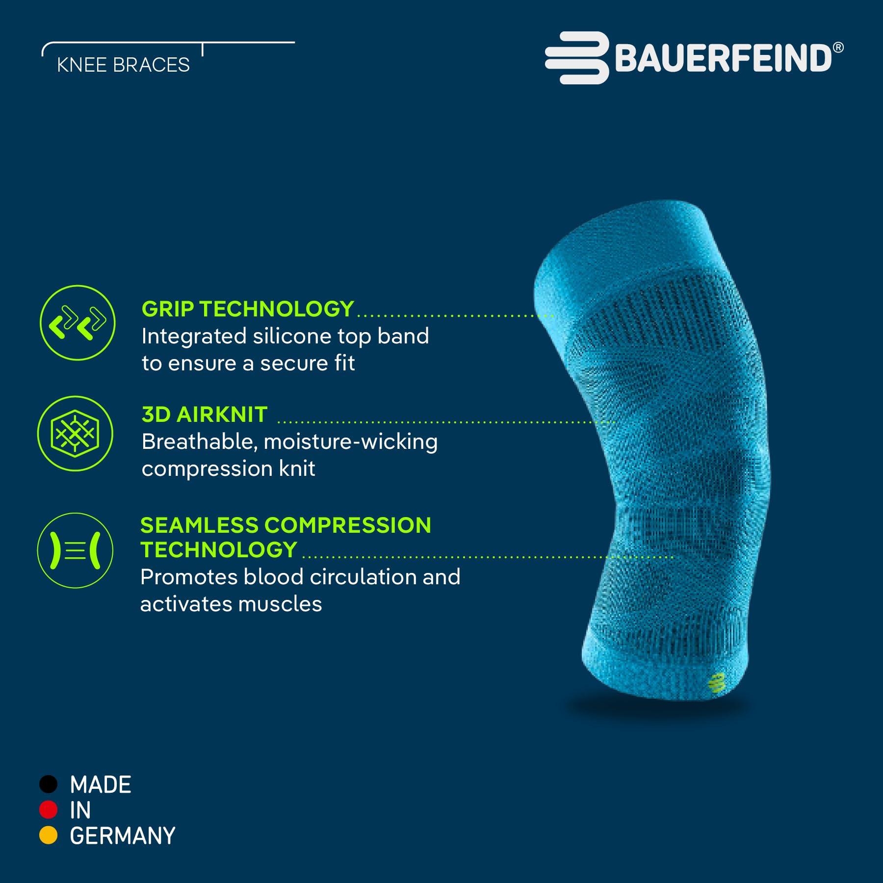 BAUERFEIND Bauerfeind Sports Compression Knee Support - Lightweight Design with Gripping Zones for Knee Pain Relief & Performance, Rivera, Size M