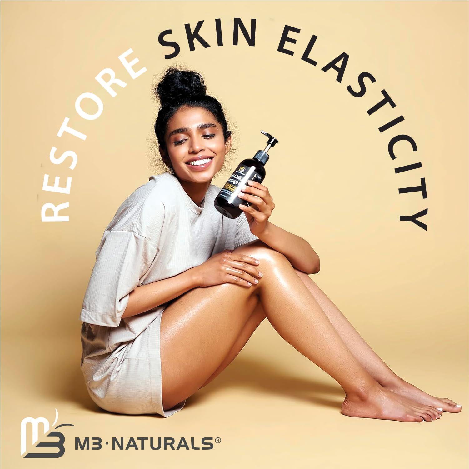 M3 Naturals Anti-Cellulite Massage Oil, 2 Pack, Collagen and Stem Cell Skin Tightening Therapy for Women, 8 Fl Oz Each by M3 Naturals