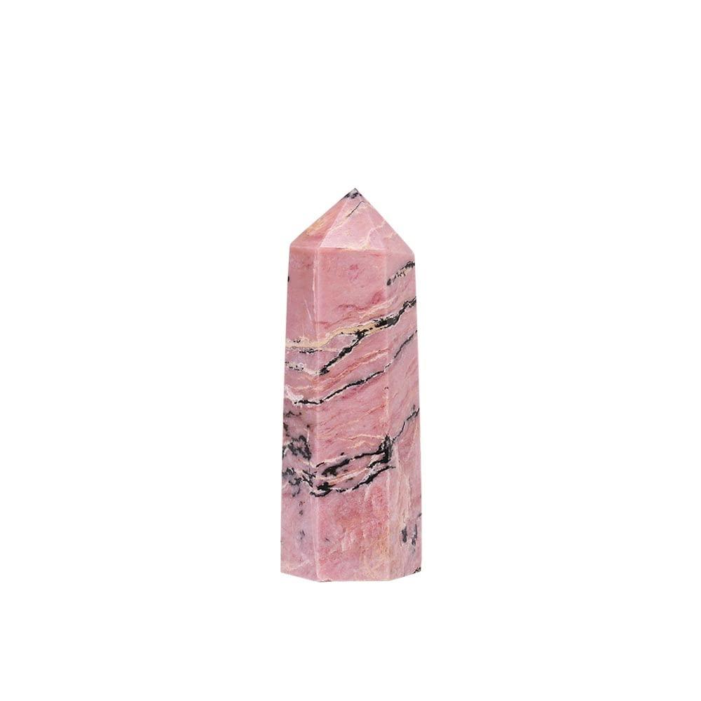 Apengshi Apengshi Rhodonite Natural Healing Crystal Tower 1.96-2.36\" 6 Faceted Single Point Chakra Crystal Stone Meditation Home Decor Collection Gift