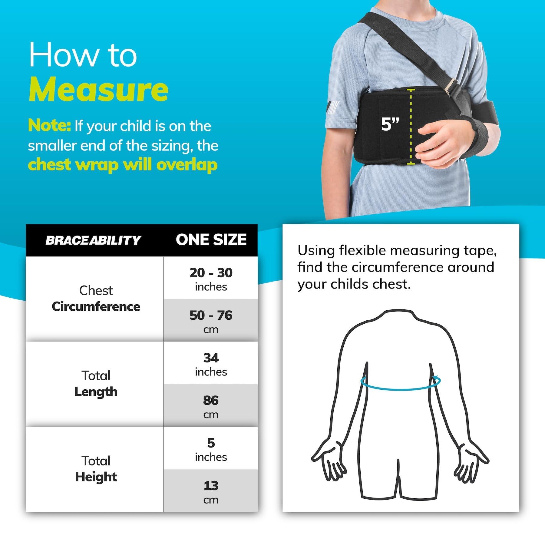 BraceAbility BraceAbility Pediatric Shoulder Immobilizer | Child Size Arm Sling Stabilizer for Broken Collarbone & Shoulder Injuries - Fits Toddlers, Kids, Youth & Teens (20" - 30" Chest Circumference)