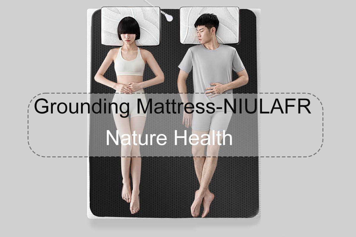 NIULAFR Grounding Mat for Bed,Grounding Pad for Sleep, Improve Sleep, Pain and Stress Relief, Anti-Slip PU Leather Grounding Healthy Therapy Mattress at Home, Office, Work with Grounding Cord(54x78 Inch)