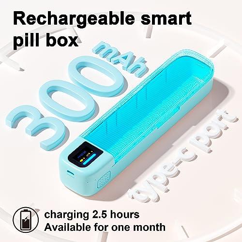 Odaro Odaro Electronic Pill Dispenser Medication Alarm - Weekly Travel Pill Case, 7 Day Pill Holder with APP, Once a Day Portable Pill Box Reminder for Elderly(Green)